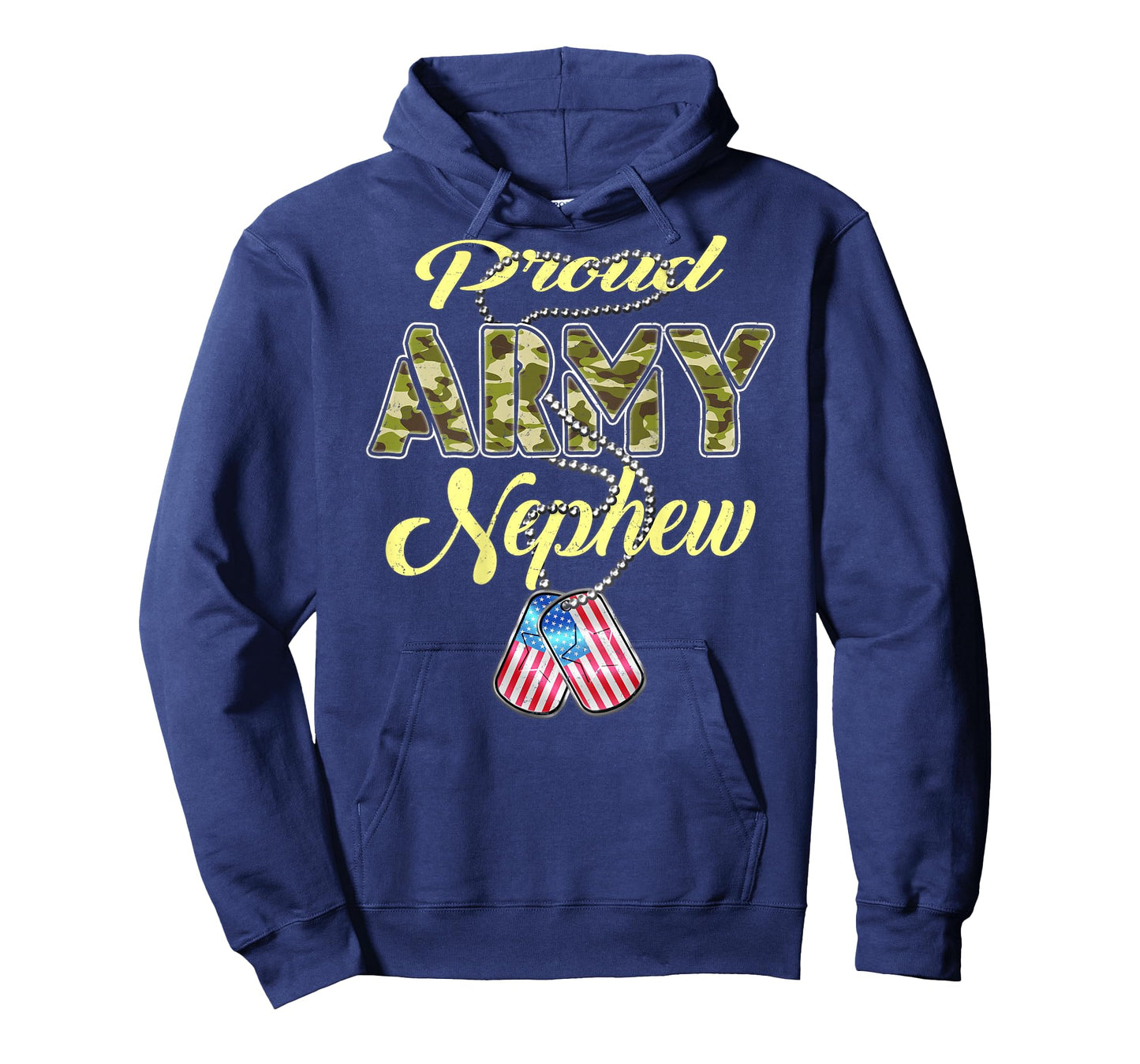 Proud Army Nephew US Flag Dog Tags Pride Military Family T-Shirt