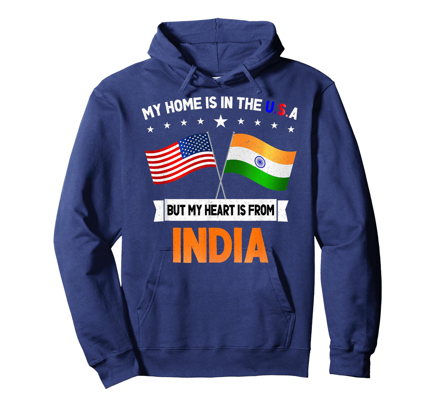India & USA Flag for Proud People Unisex-Adults T-Shirt Black Small