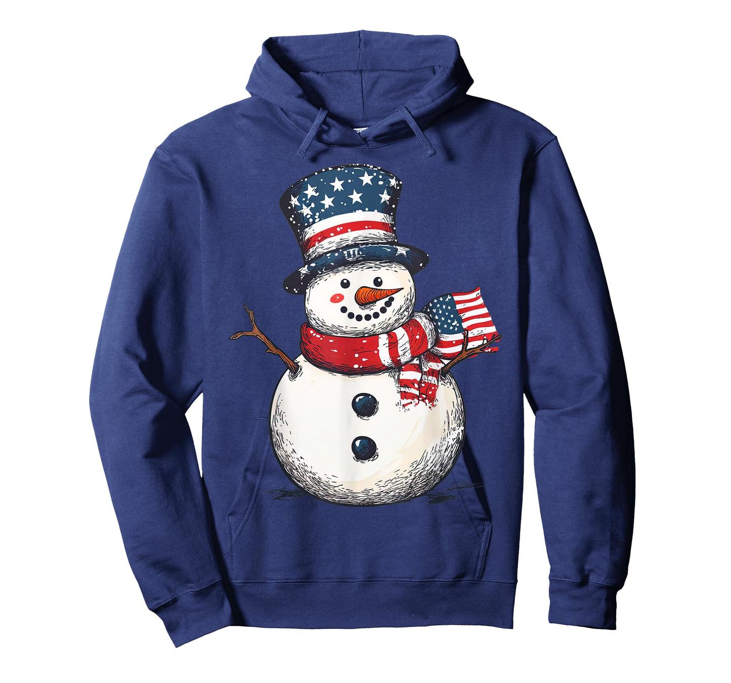 Patriotic Snowman Christmas Holding USA Flag Men Women T-Shirt