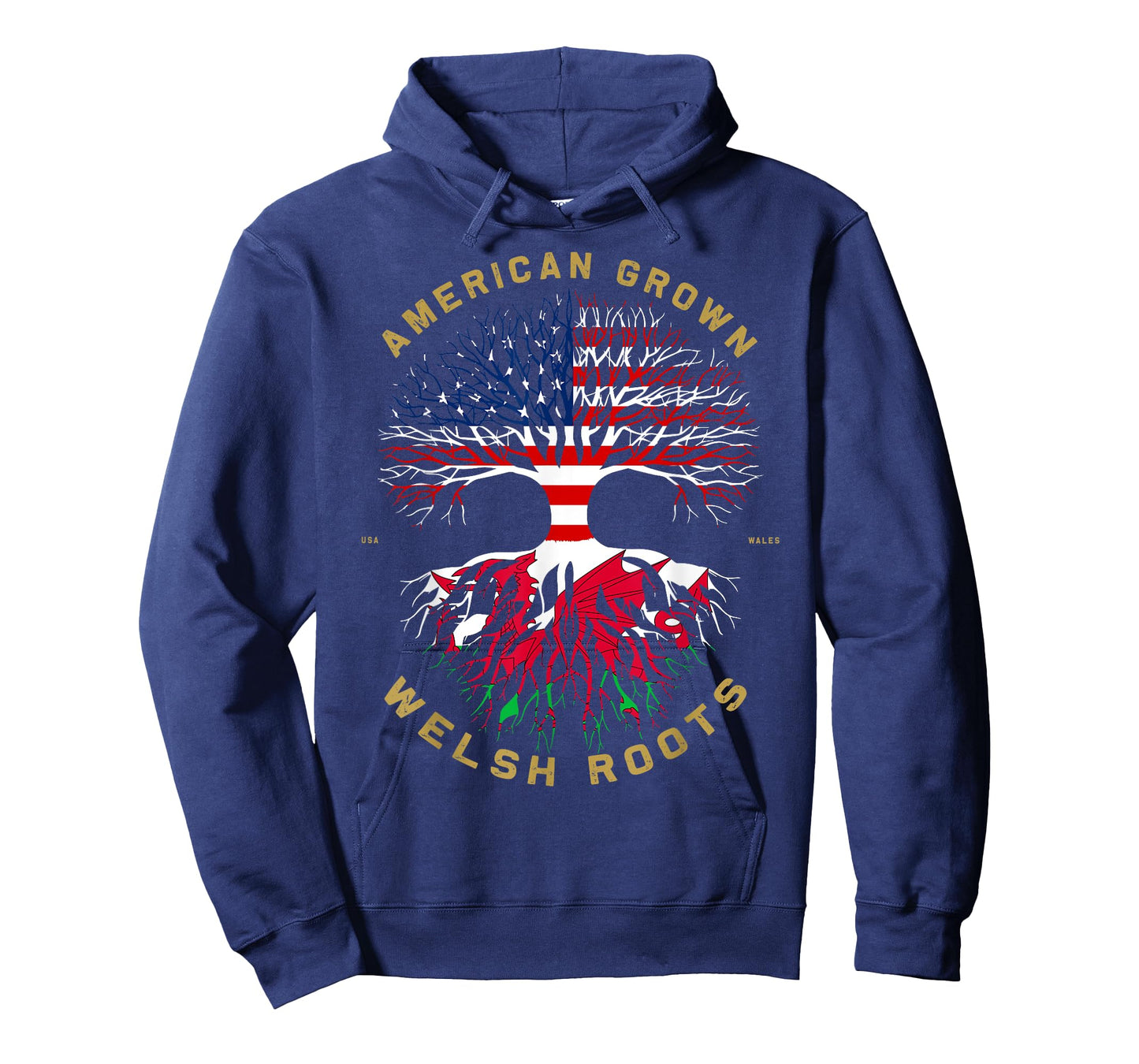 American Grown With Welsh Roots Tree USA Flag Unique Gifts T-Shirt