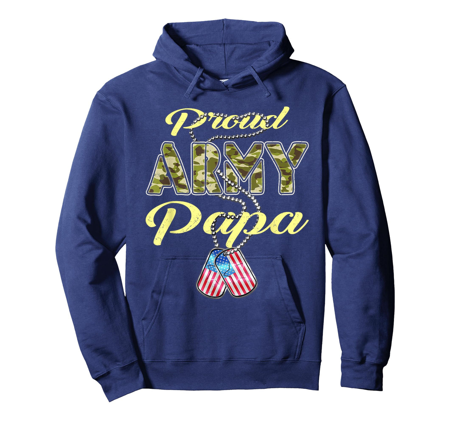 Proud Army Papa US Flag Camo Dog Tags Pride Military Grandpa T-Shirt