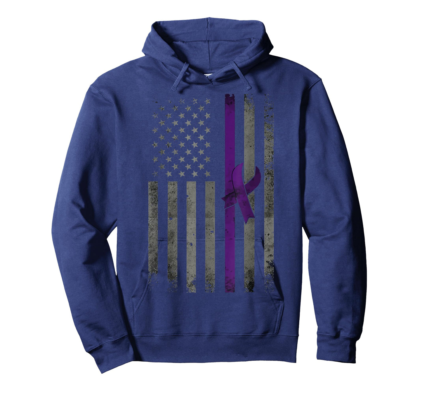 Vintage American Flag Alzheimer's Awareness Purple Ribbon T-Shirt