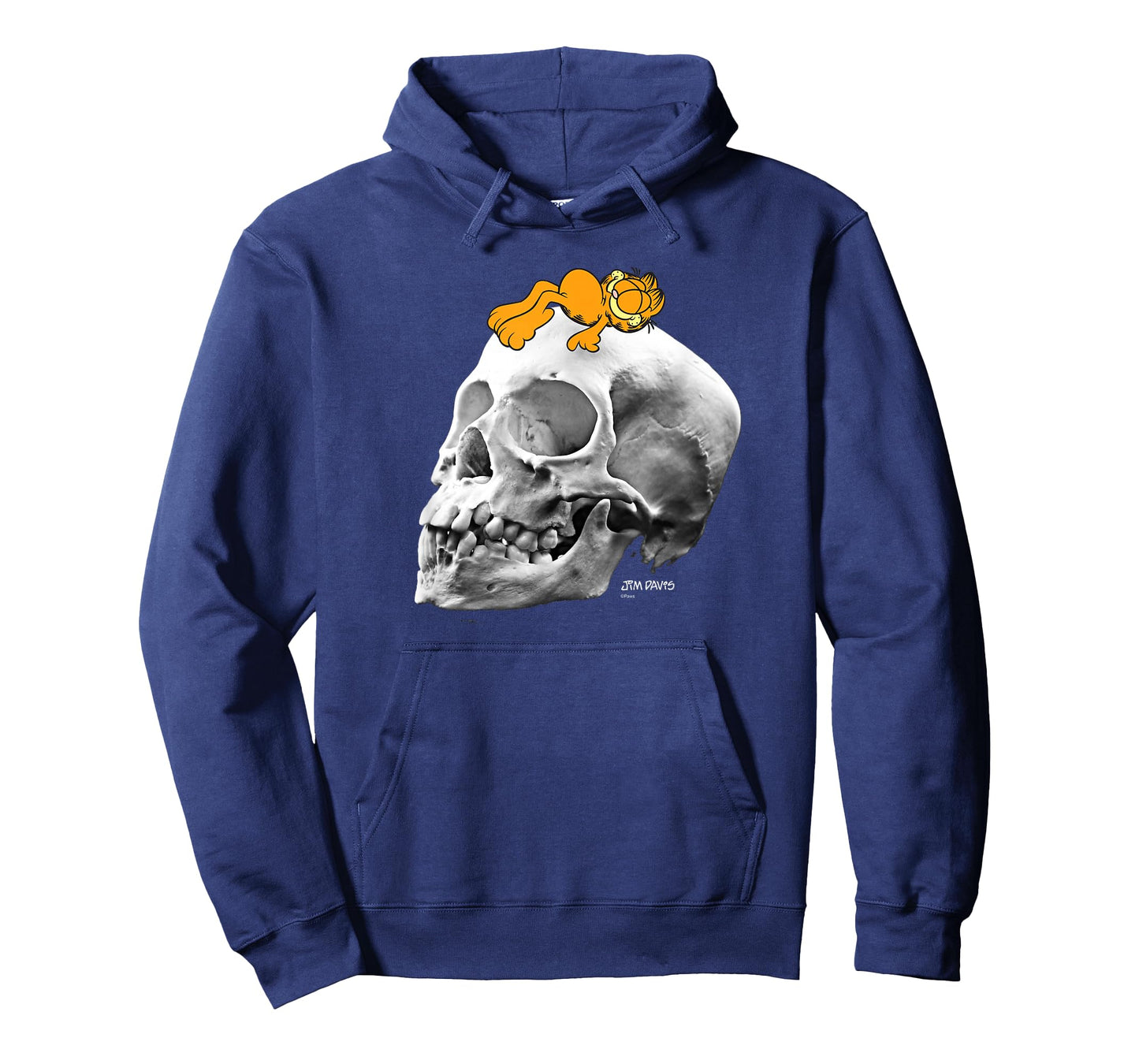 Garfield Lounging on Skull Spooky Cartoon Cat T-Shirt