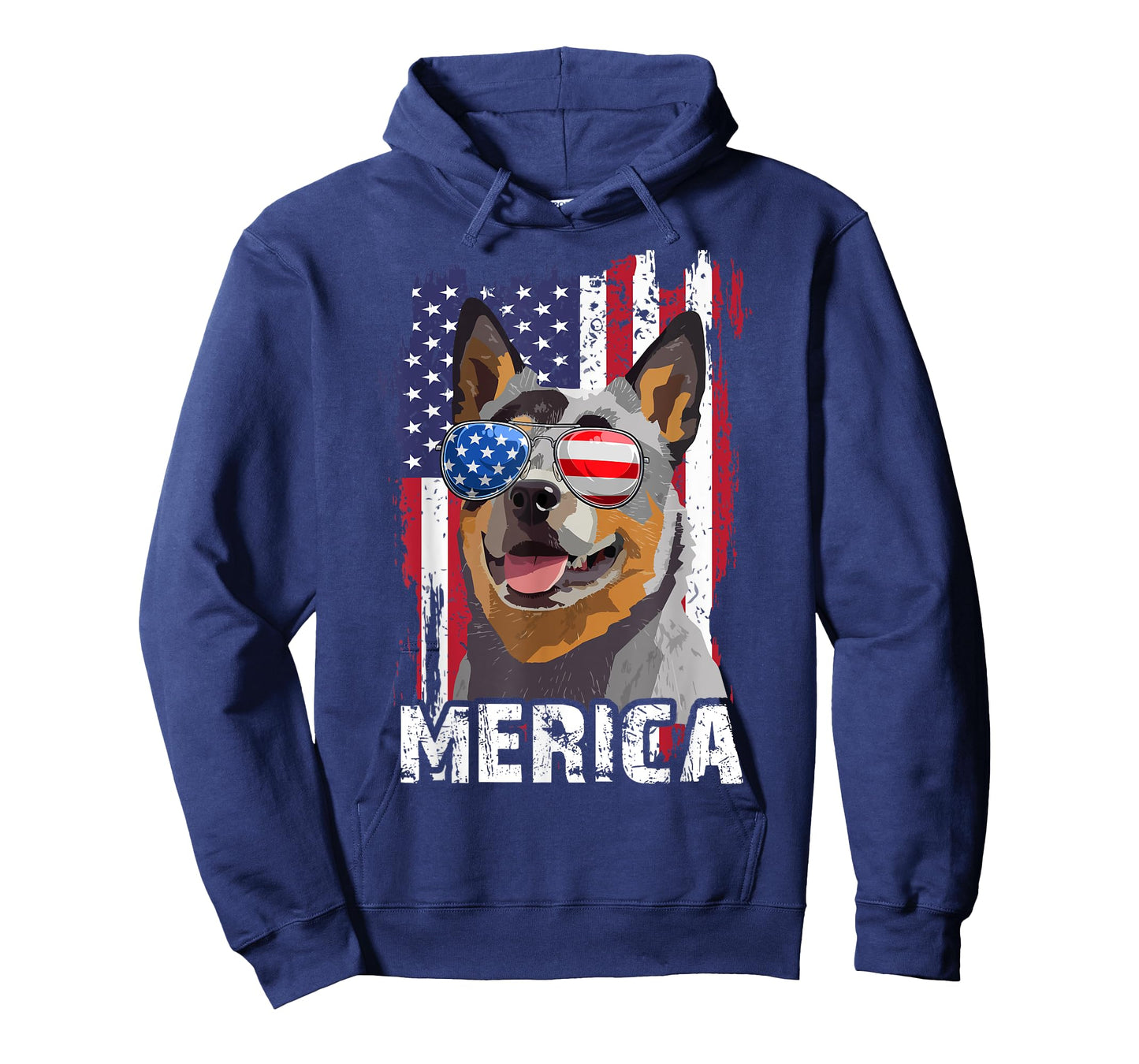 Merica 4th July Australian Cattle Dog US Flag Heeler Mom Dad T-Shirt