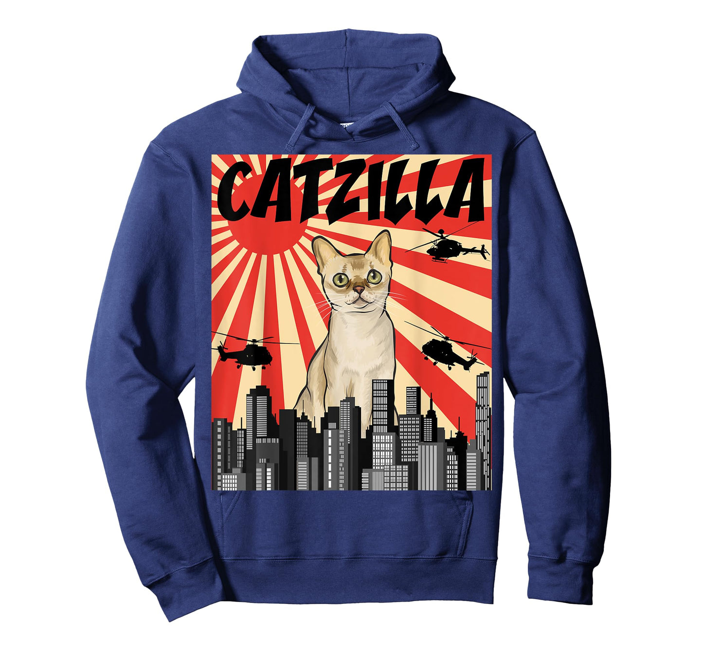 Funny Retro Japanese Catzilla Singapura Cat Men Women T-Shirt