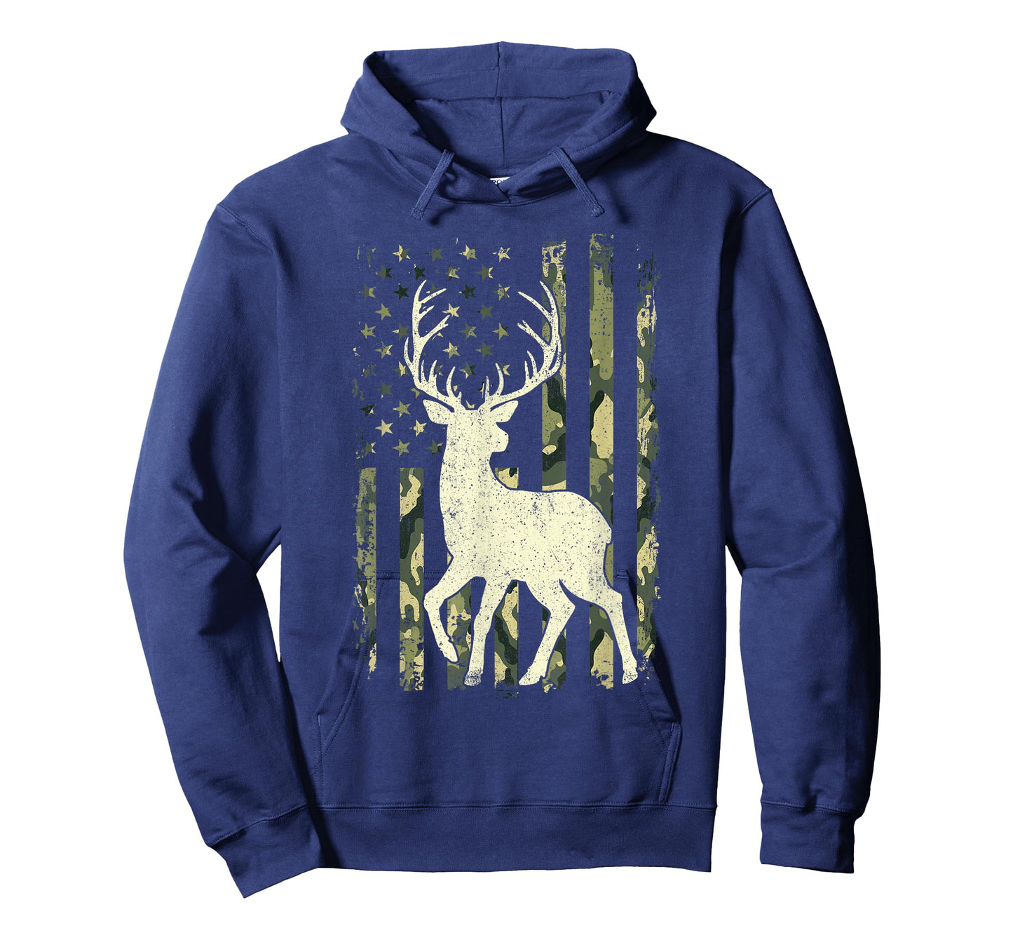 Camouflage Buck Deer - USA American Flag Forest Animal Lover T-Shirt
