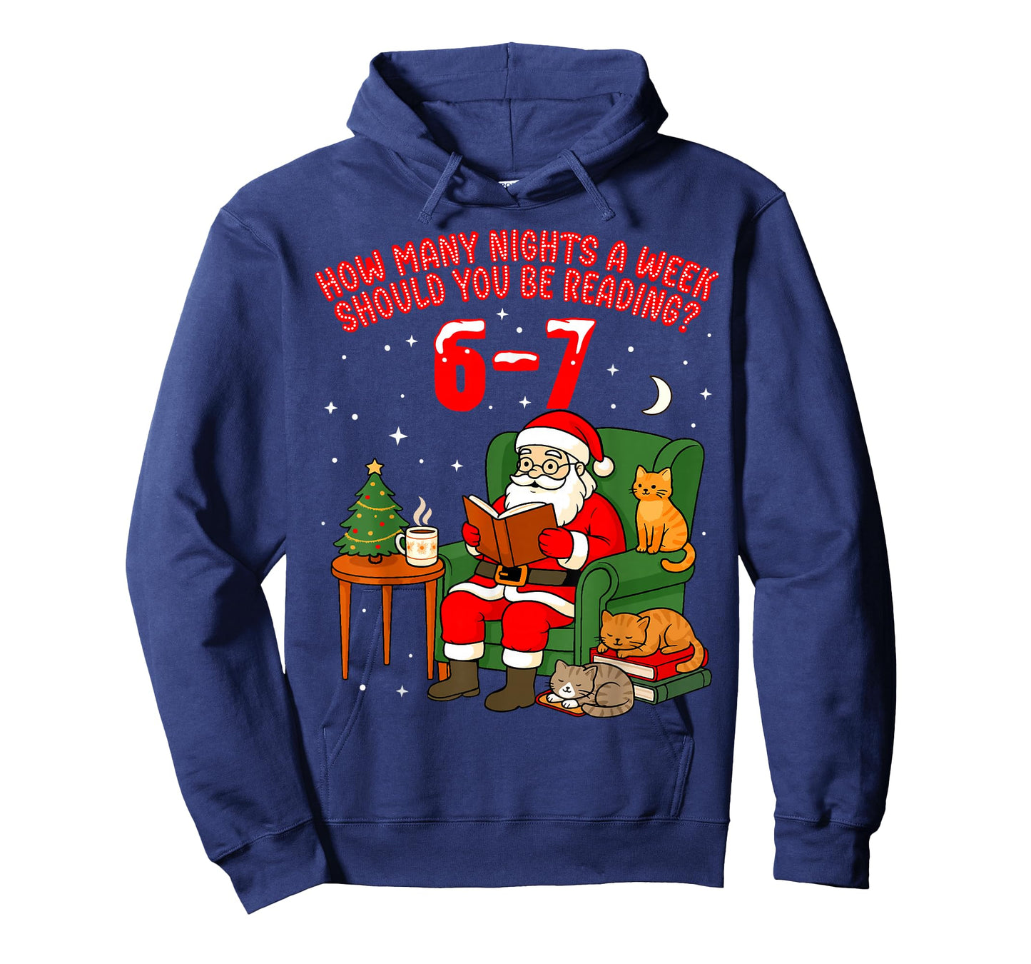 Santa Reading 67 Cat Christmas Six Seven Teacher Books 6 7 T-Shirt