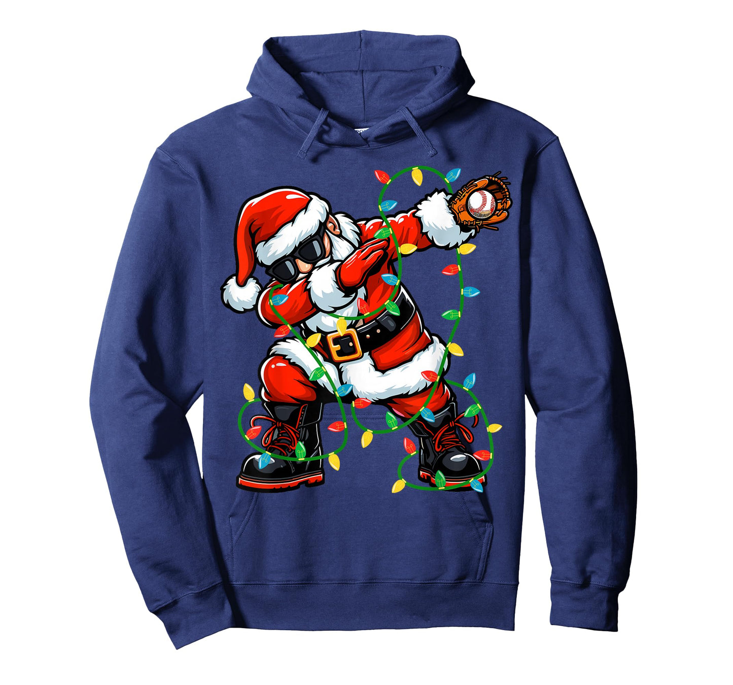 Dabbing Santa Baseball Christmas Lights Xmas Baseball Player T-Shirt