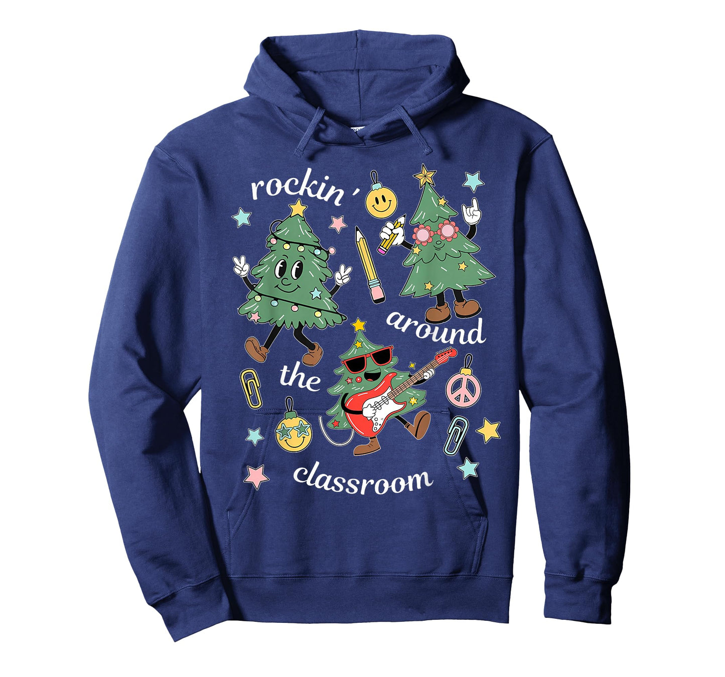 Rockin' Around The Classroom Christmas Teacher Retro Groovy T-Shirt