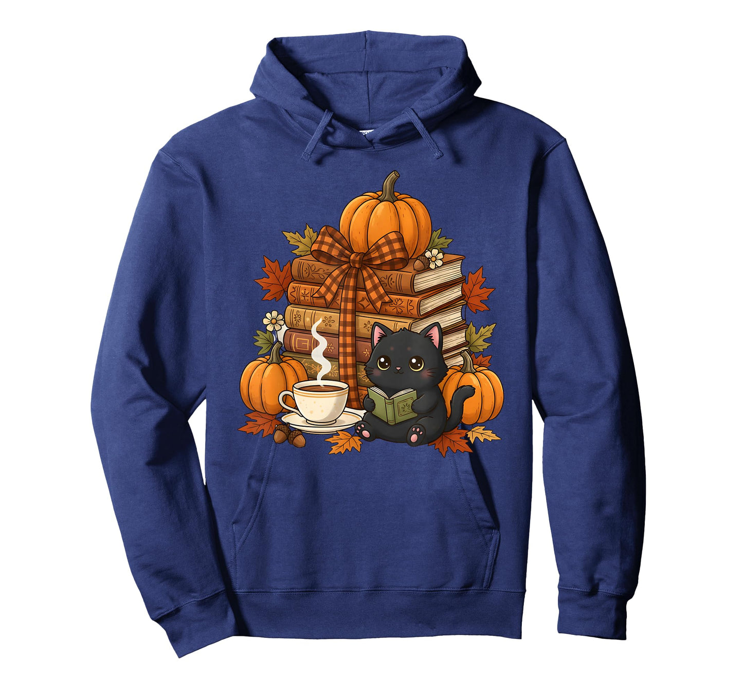 Thanksgiving Autumn Cat Reading Books Fall Vibes Women T-Shirt
