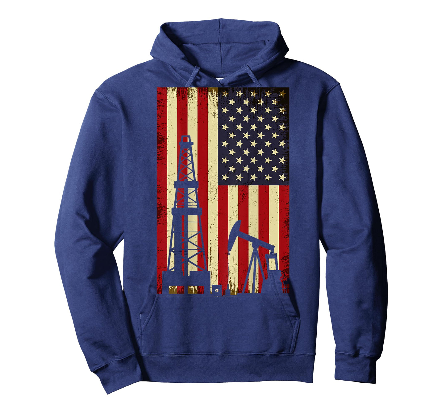 Landman Oil Rig Pump Gas Worker USA American Flag Vintage T-Shirt