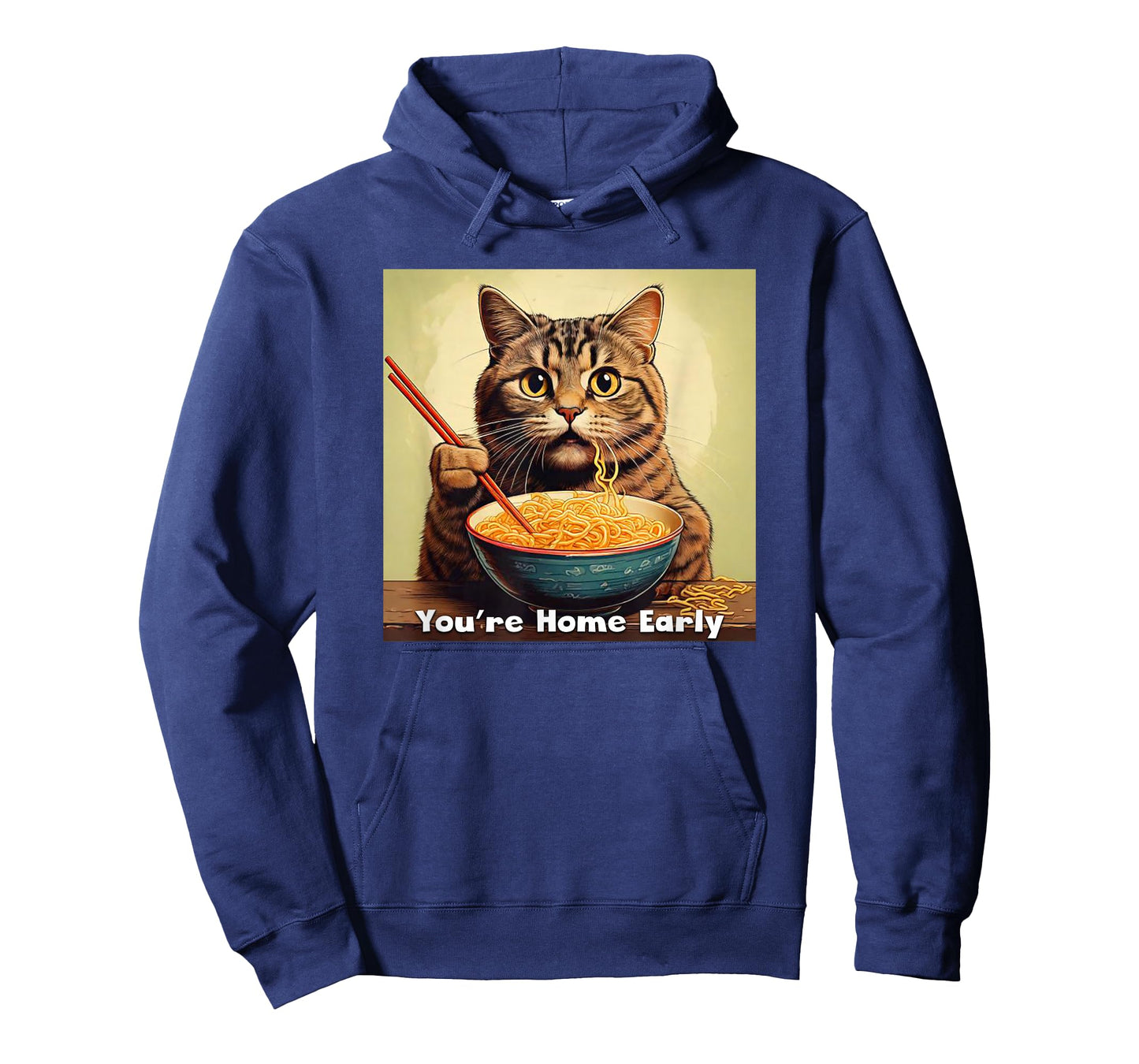 Surprised Cat Eating Ramen Noodles Anime - You're Home Early T-Shirt