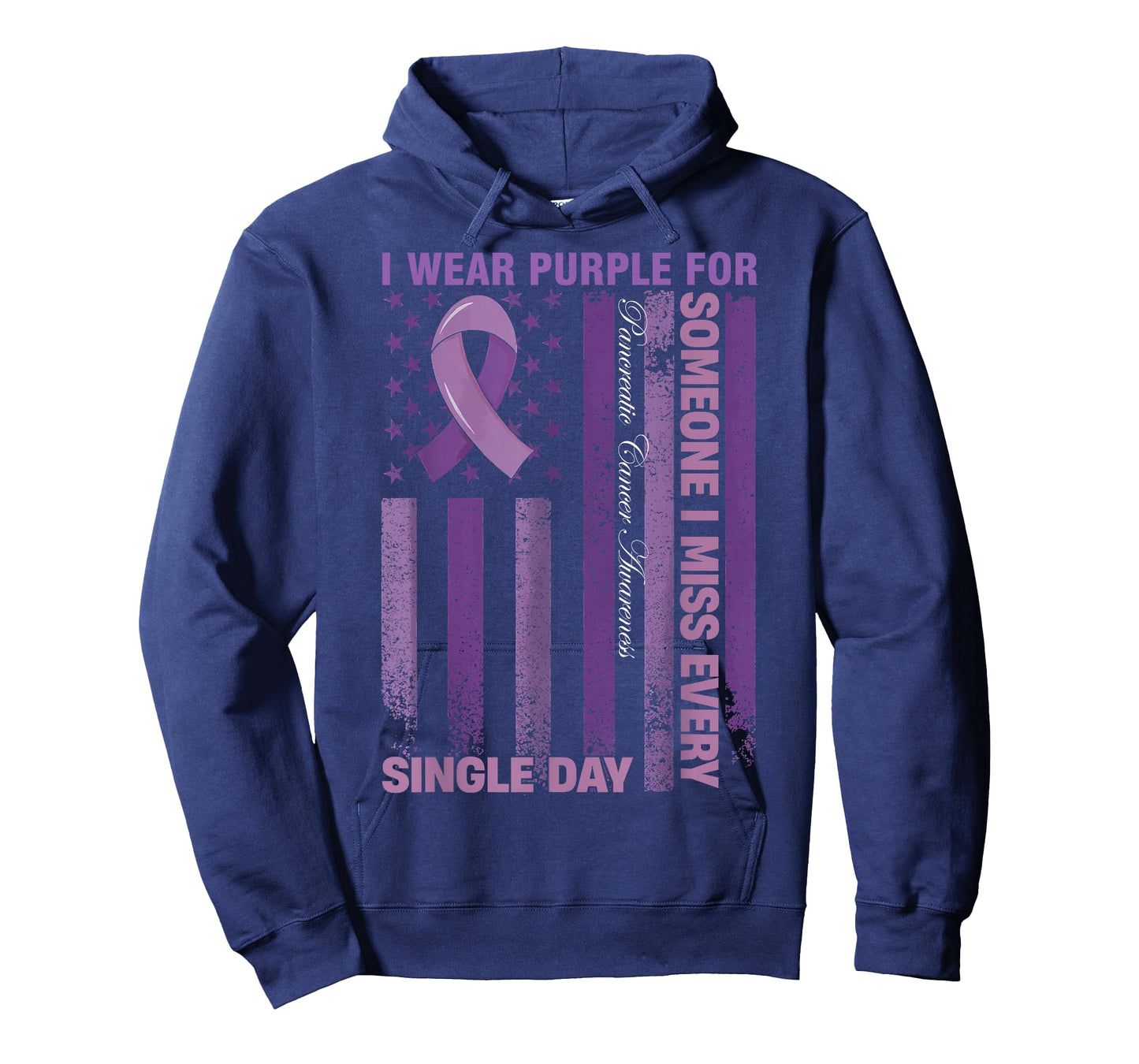 I wear Purple for Pancreatic Cancer Awareness American Flag T-Shirt