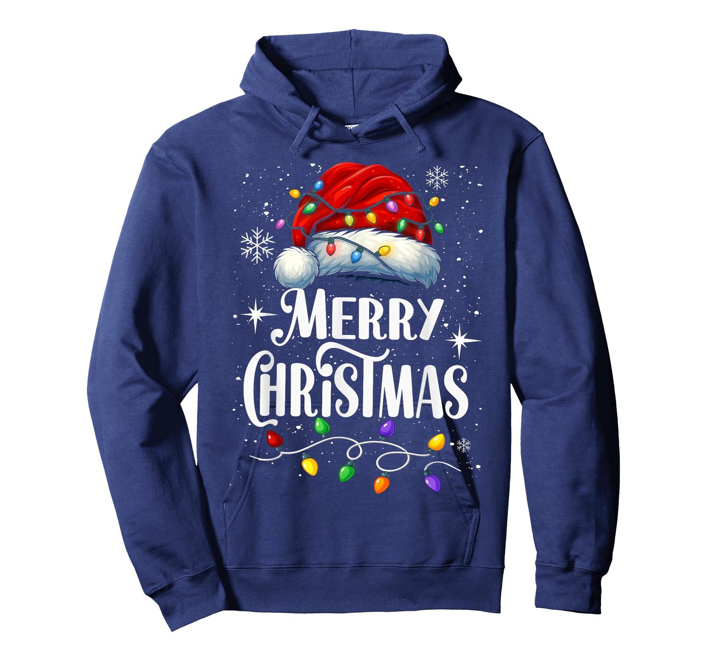 Merry Christmas Lights Santa Hat Xmas Family Matching Pajama T-Shirt
