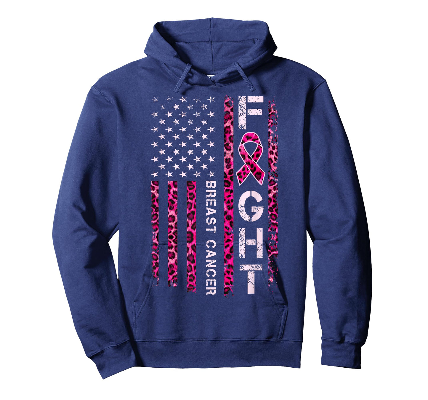 breast cancer awareness warrior american pink leopard flag T-Shirt