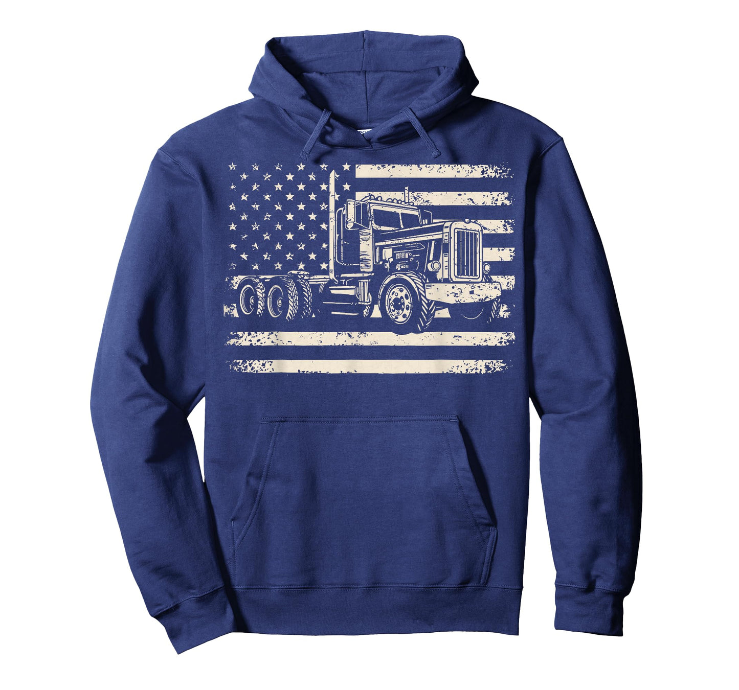 Semi Truck USA Flag Driver Trucker Patriotic Retro T-Shirt