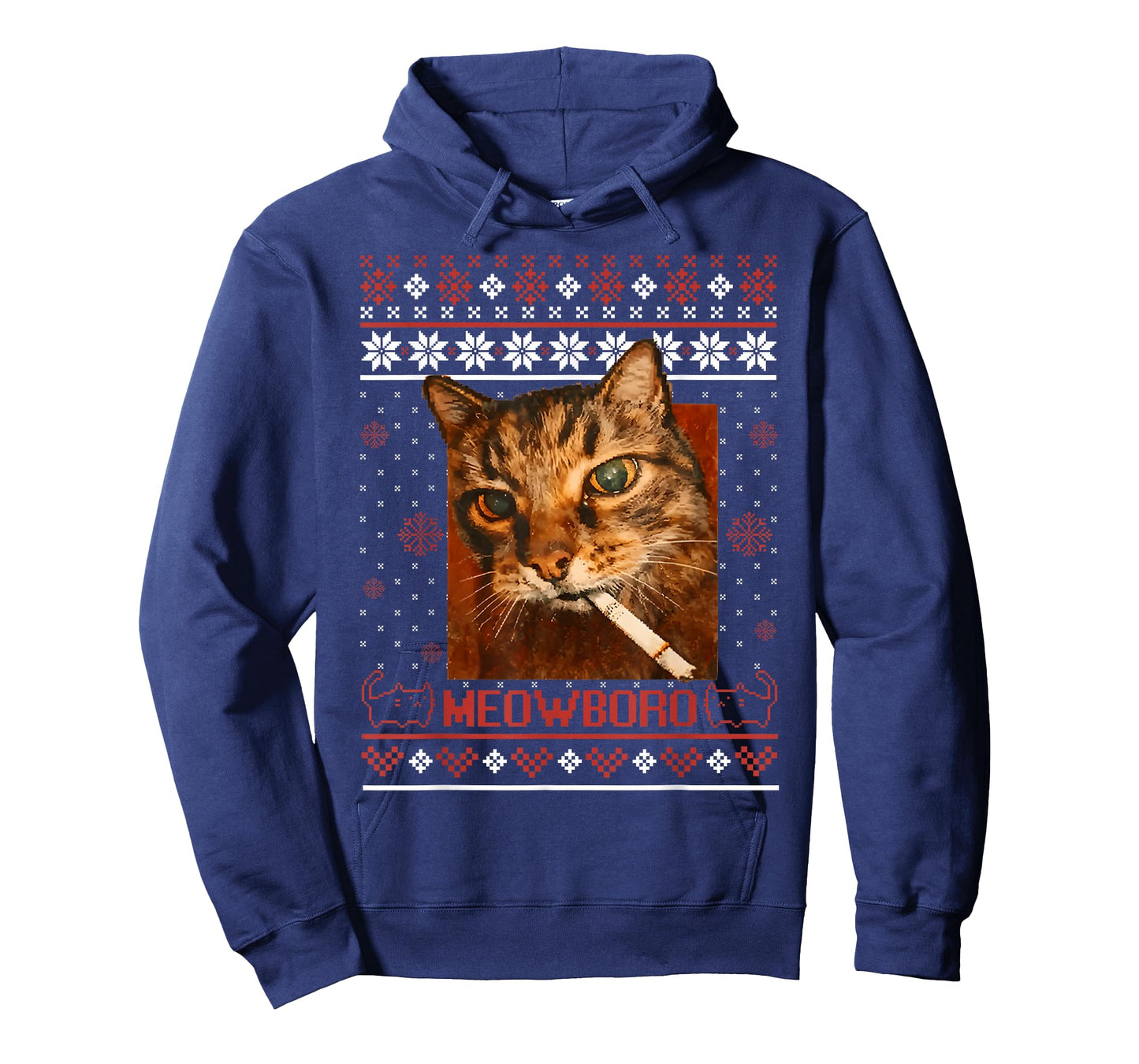 Funny Meowboro Smoking Cat Christmas Ugly Sweater Meme Cat T-Shirt