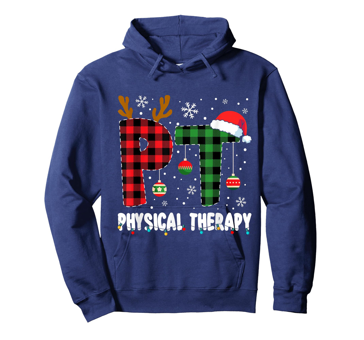 Christmas Physical Therapy Apparel Unisex-Adults T-Shirt Black Small Crew Neck Short Sleeve Modern Classic Christmas Physical Therapy Assistant T-Shirt