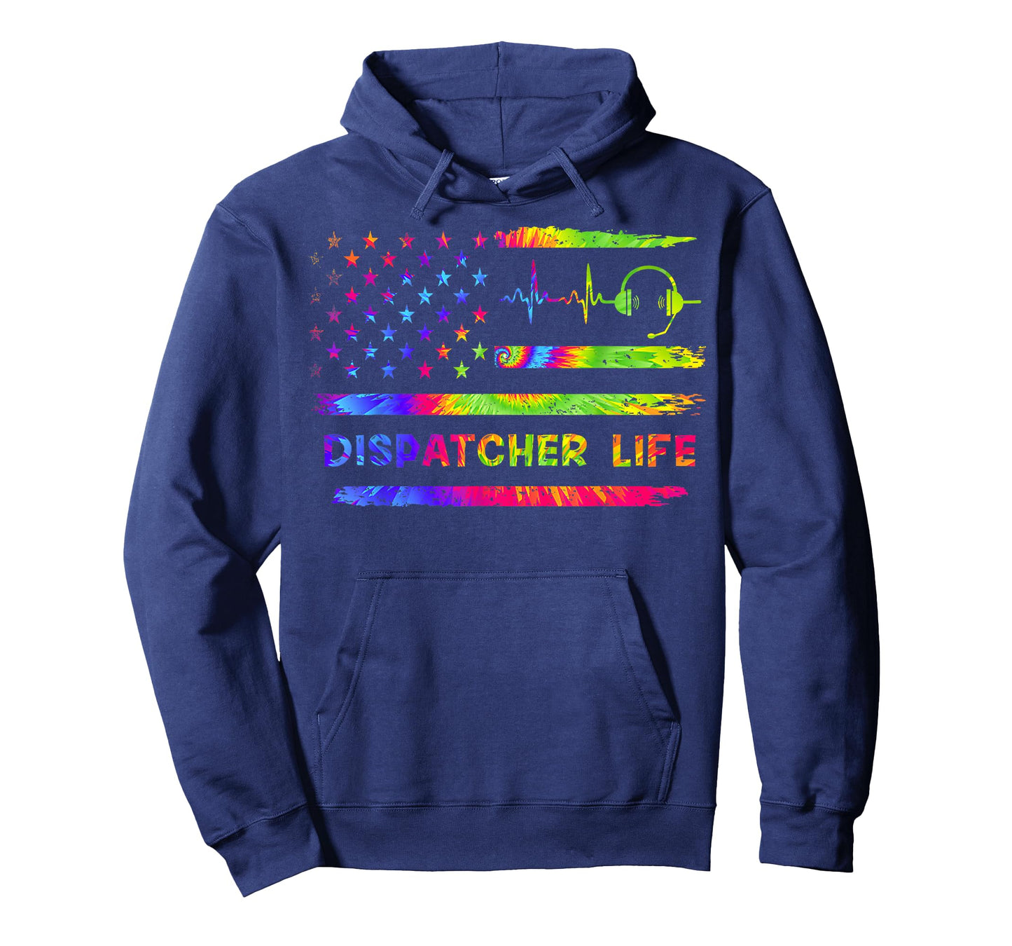 American USA Flag 911 Dispatcher Vintage Tie Dye Rainbow T-Shirt