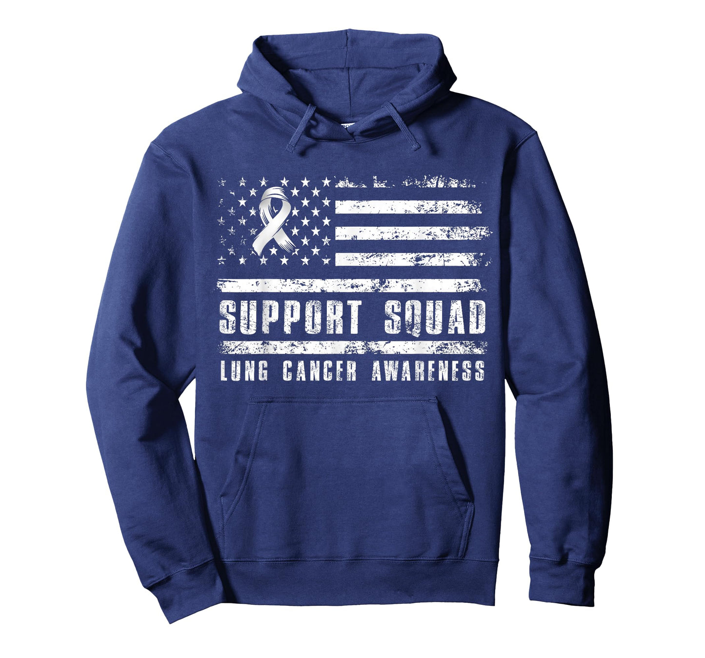 Support Squad Lung Cancer Awareness Retro Vintage USA Flag T-Shirt