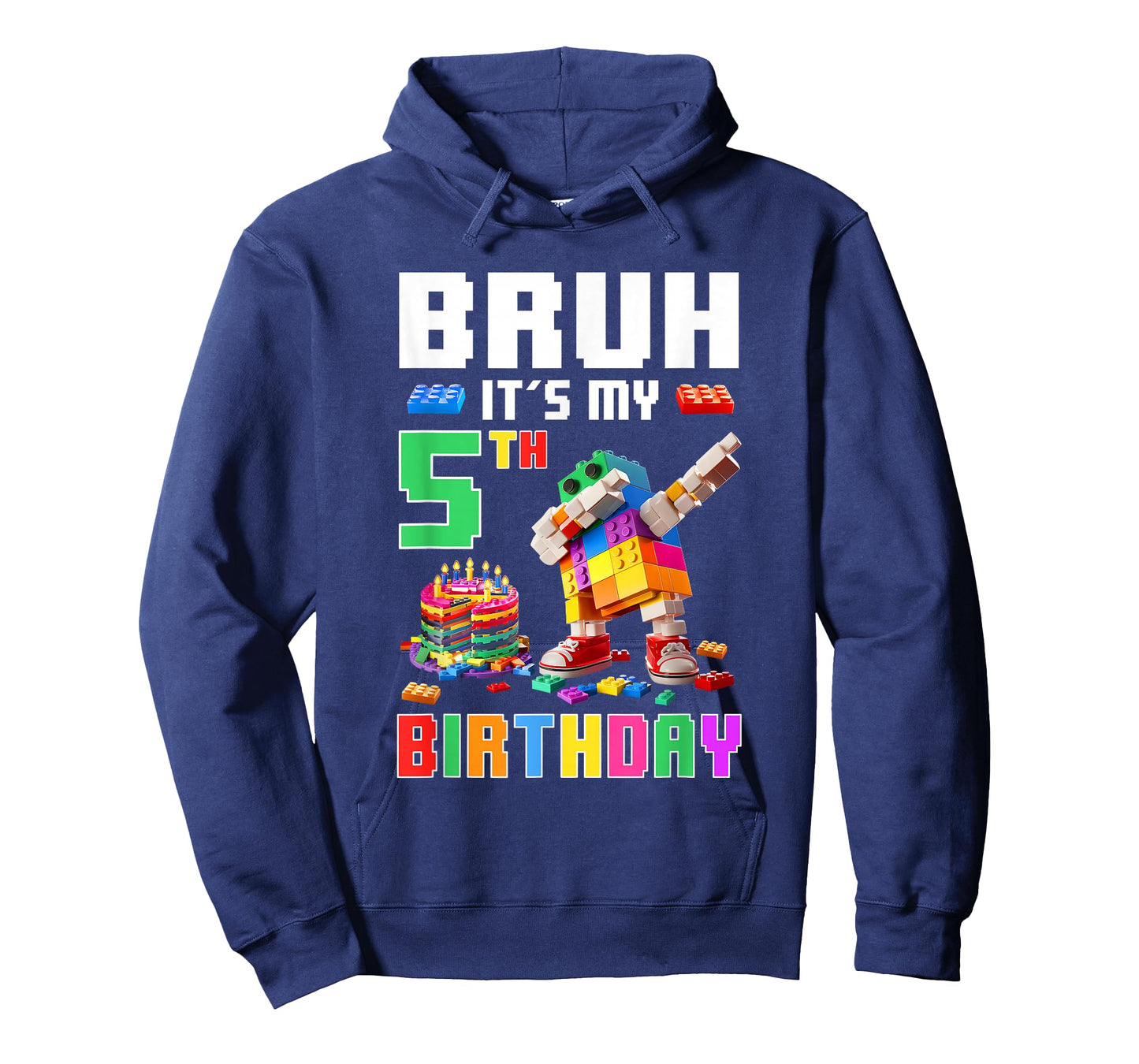 Bruh Its My 5Th Birthday Master Builder Dabbing Block Brick T-Shirt
