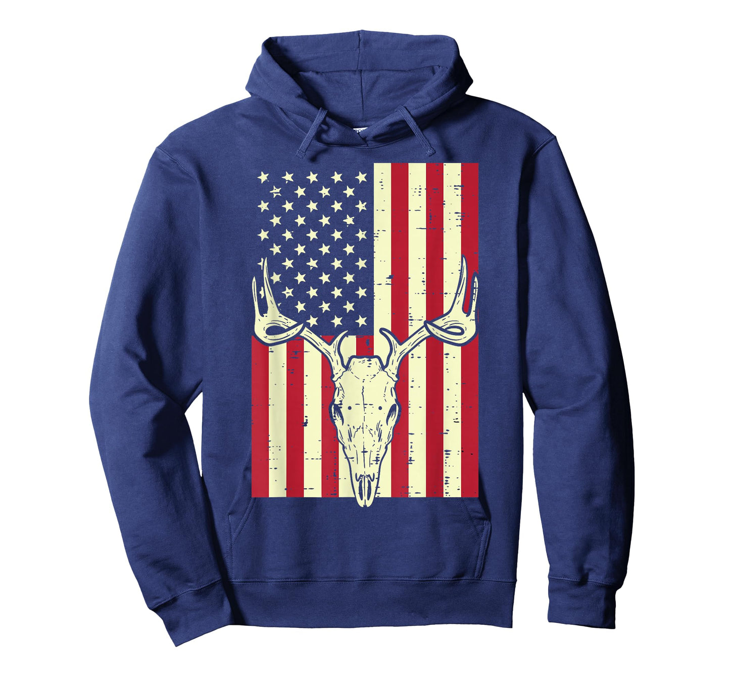 American Flag Deer Skull Vintage Hunting Patriotic Hunt Dad T-Shirt