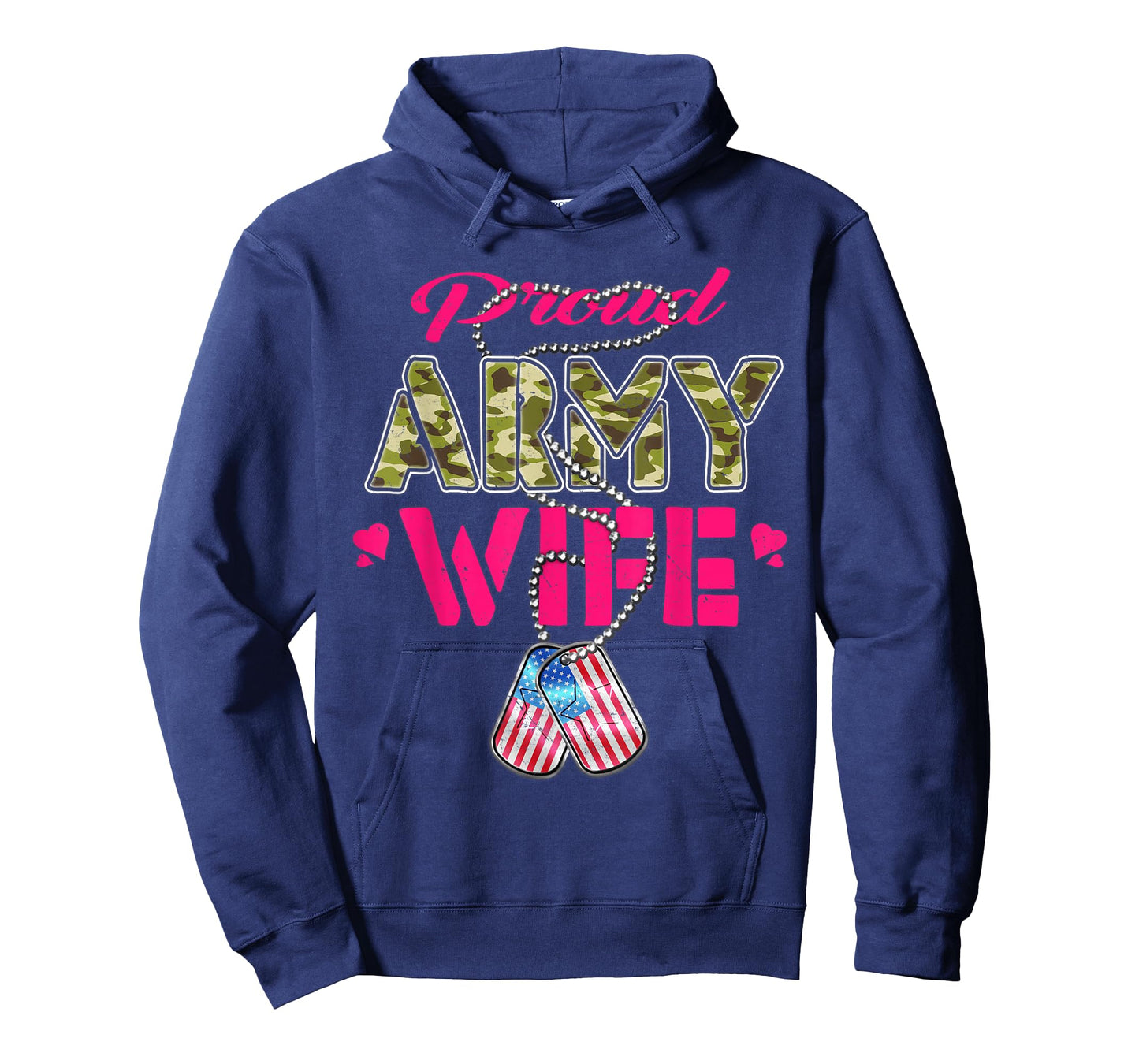 Proud Army Wife Camo US Flag Dog Tags Pride Military Spouse T-Shirt