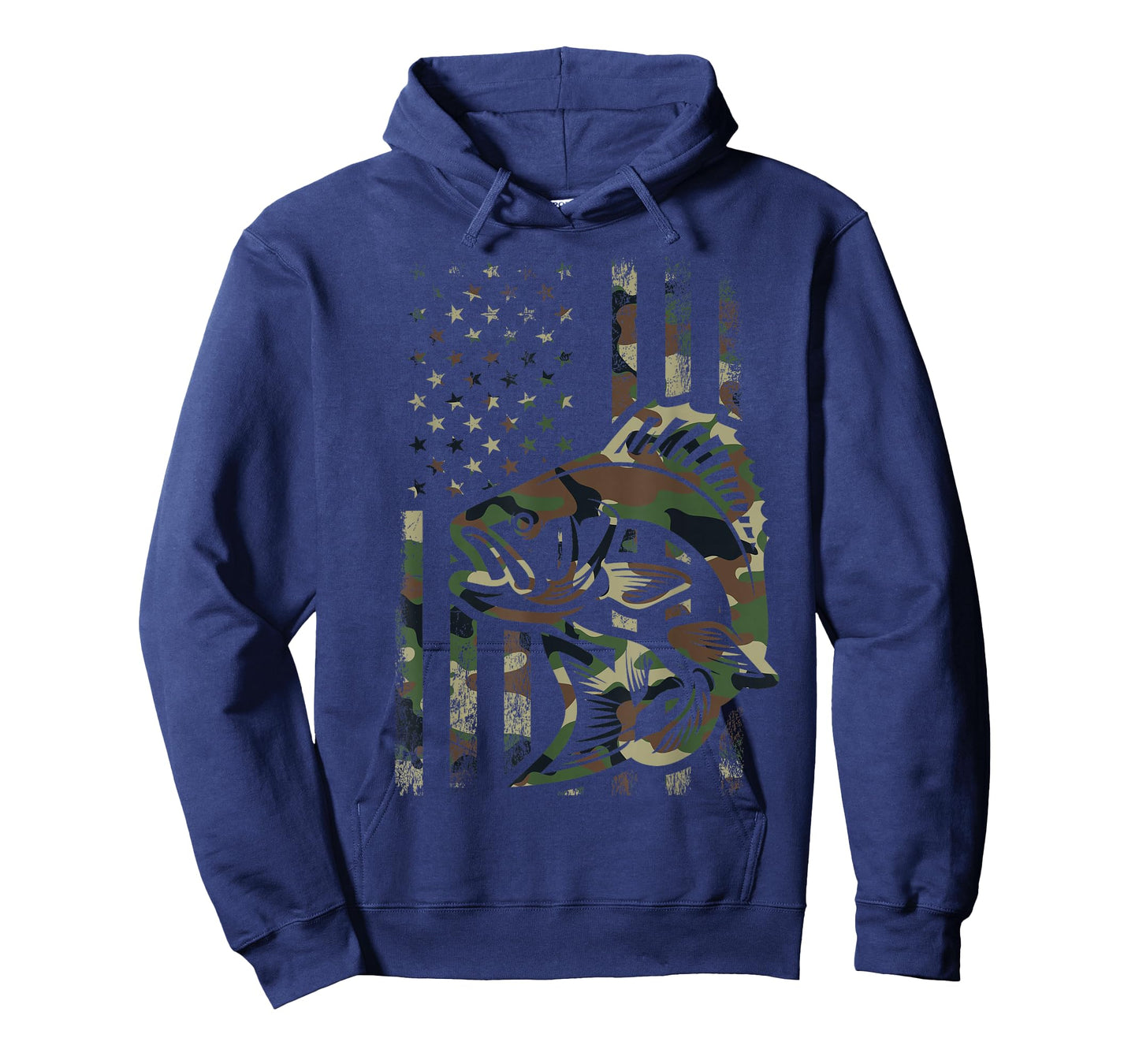 Camo Fishing Men Boys American Flag Bass Fishing T-Shirt