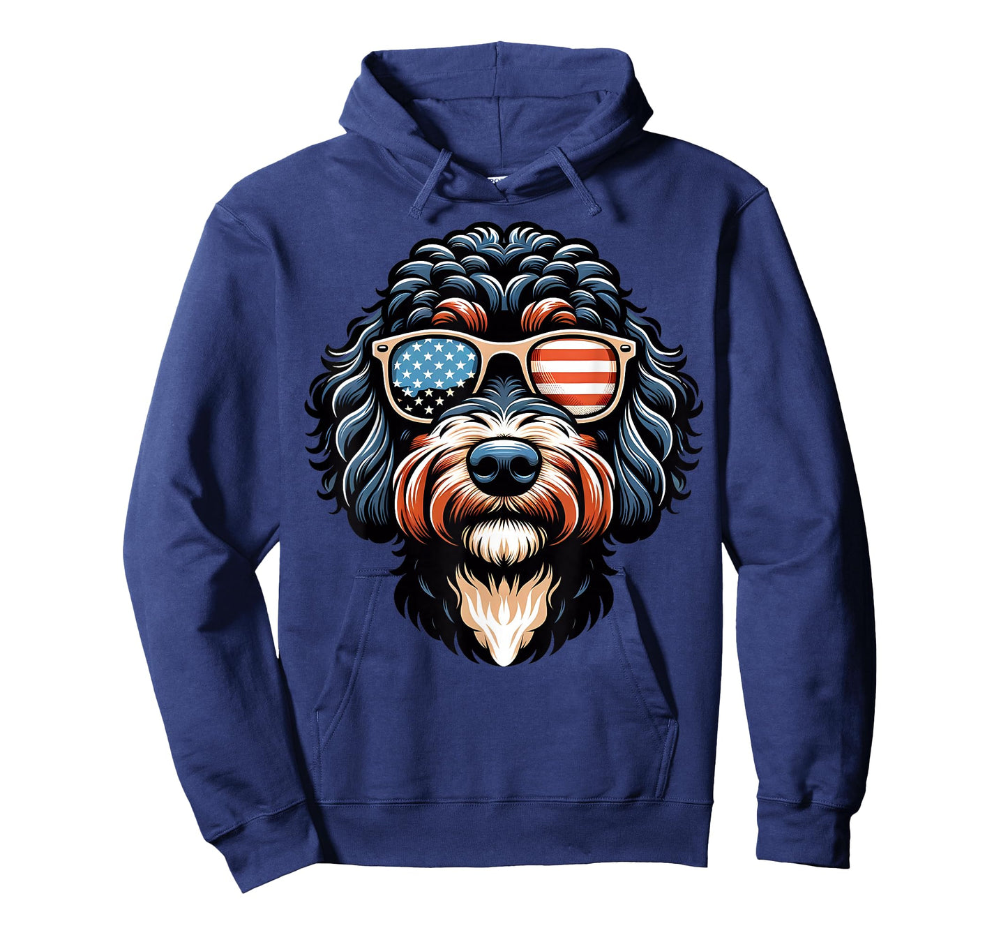 Aussiedoodle Patriotic American Flag USA Sunglasses Dog T-Shirt