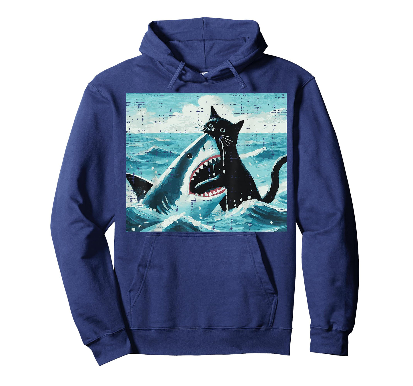Black Cat Biting Shark Funny Kitten Kitty Art Men Women Kids T-Shirt