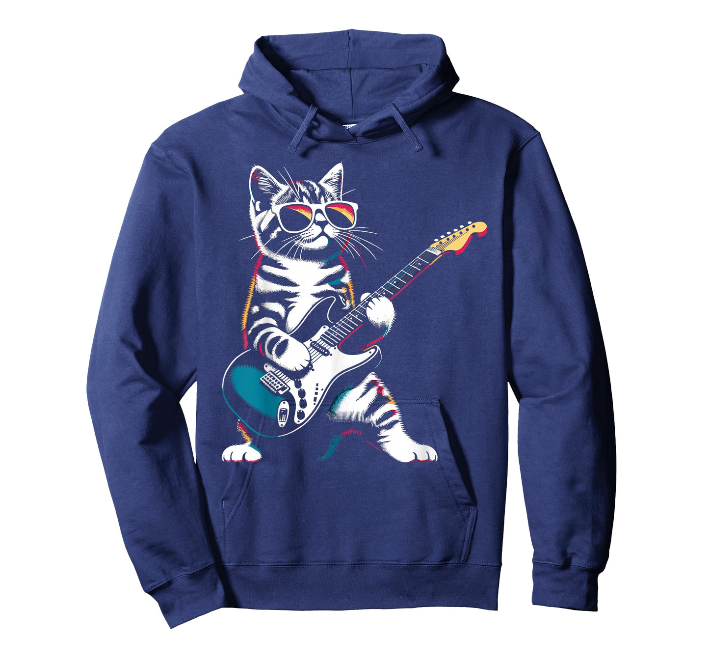 Guitar Cat Novelty Rock Music Band Concert Funny Cat T-Shirt