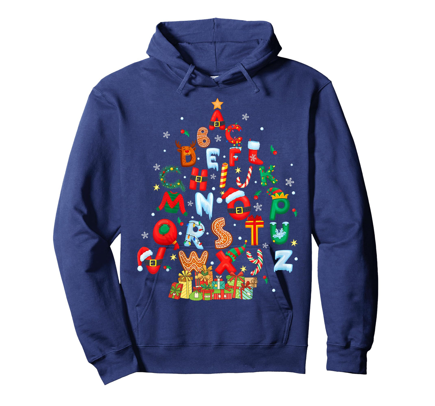 Christmas Alphabet Tree Santa Hat Gingerbread Xmas Teacher T-Shirt