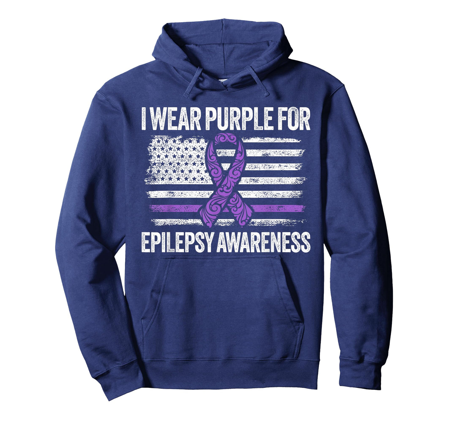 Epilepsy Awareness Month I Wear Purple American Flag Ribbon T-Shirt