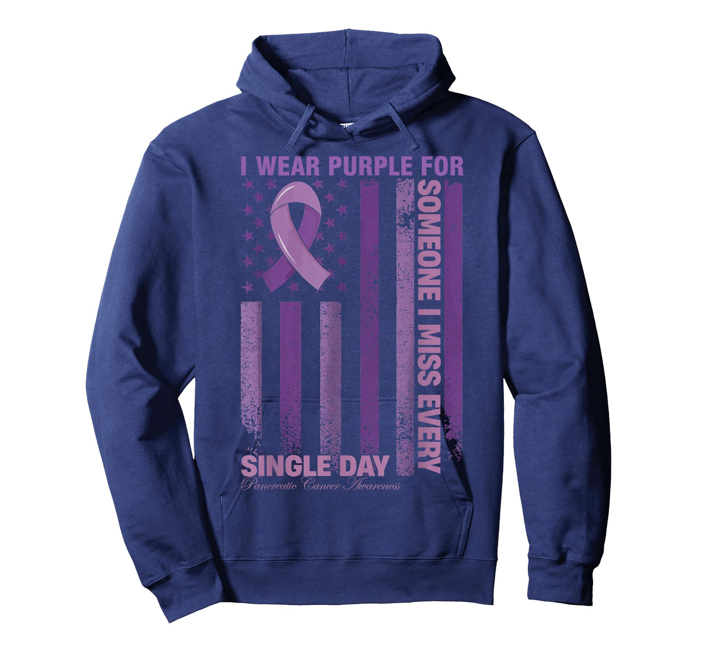 I wear Purple for Pancreatic Cancer Awareness American Flag T-Shirt