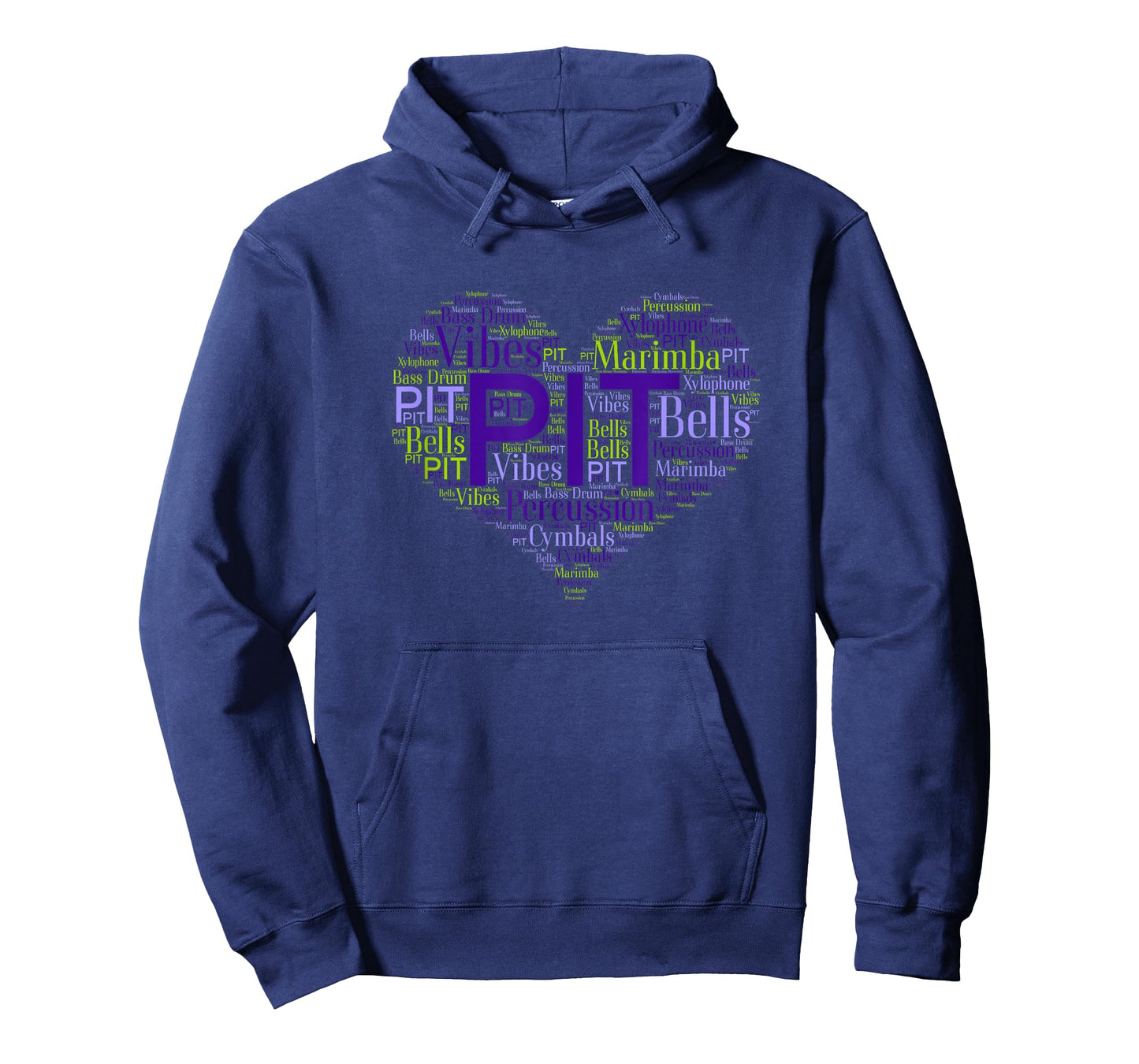 I Love PIT Marching Band Percussion Heart Word Cloud T-shirt