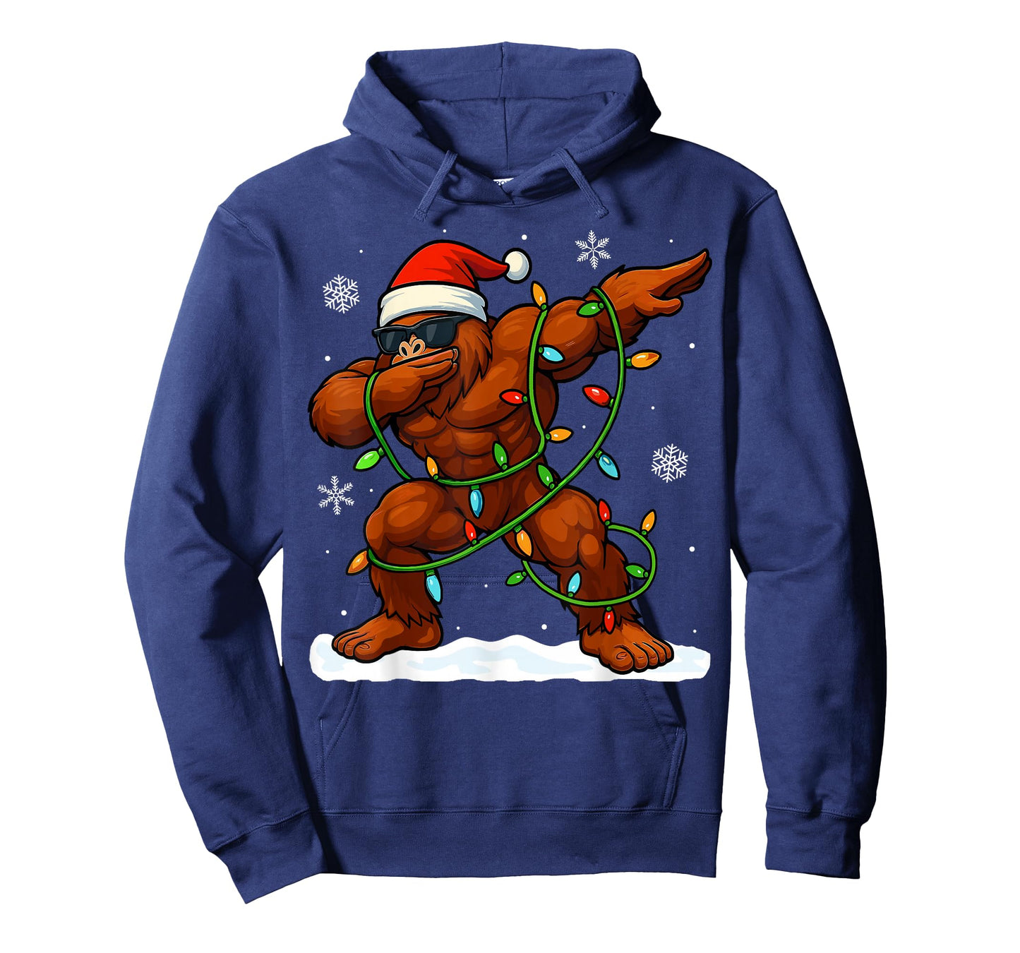 Dabbing Bigfoot Christmas Lights Boys Christmas Sasquatch T-Shirt