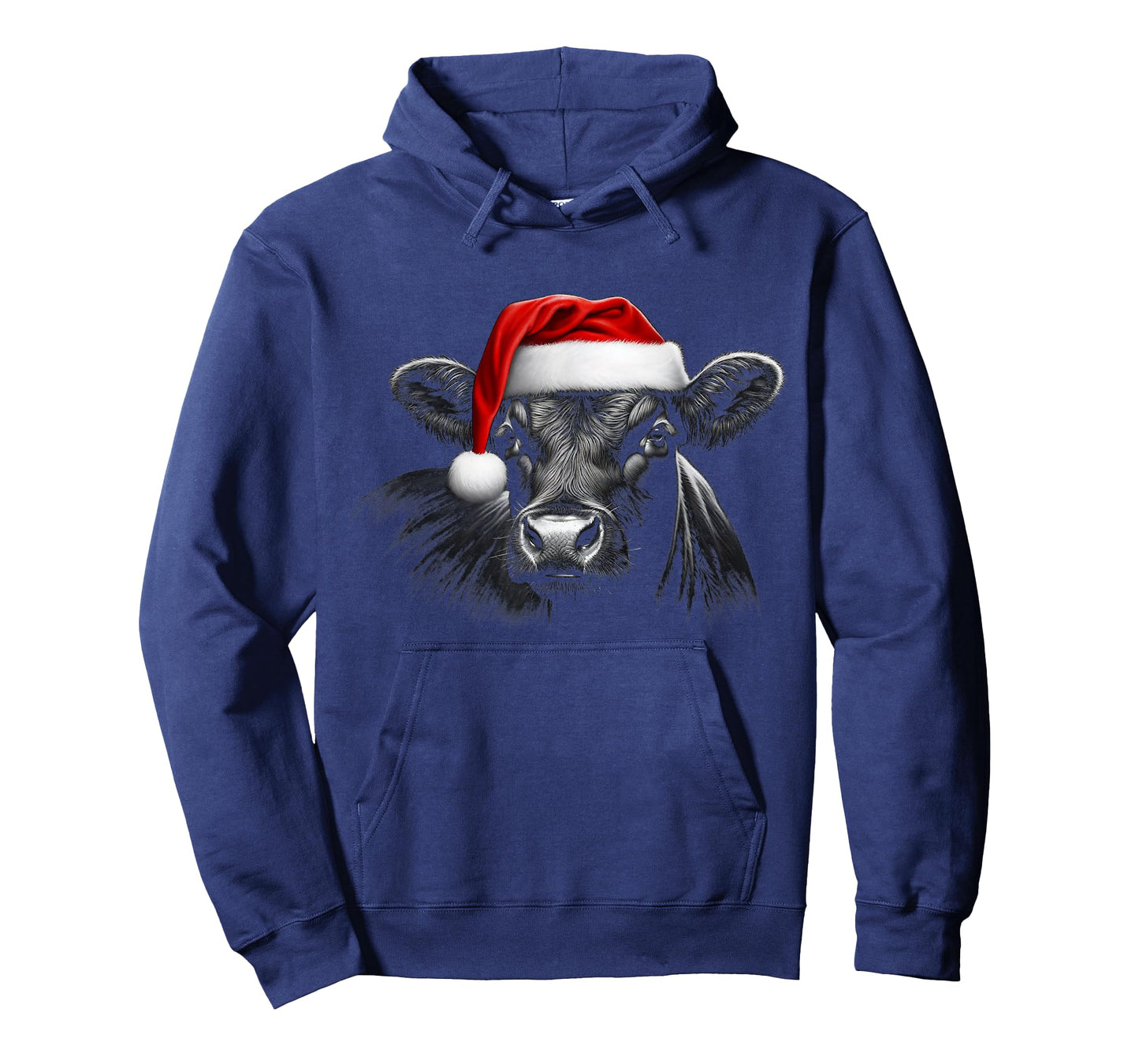 Angus Rancher Christmas Hat Cow Santa Hat Black T-Shirt