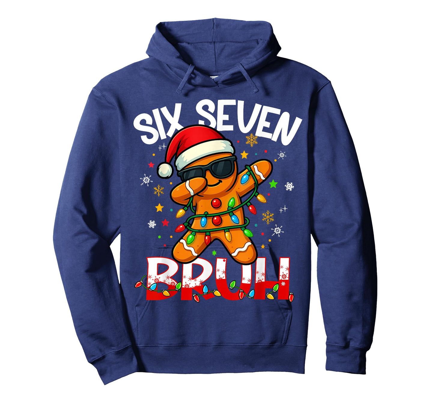 Six Seven 6 7 Meme Dabbing Gingerbread Man Christmas Bruh T-Shirt