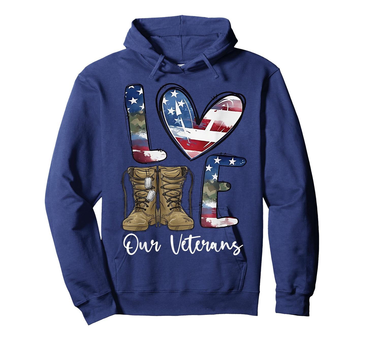 Love Our Veterans Day Proud Military American Flag Thank You T-Shirt