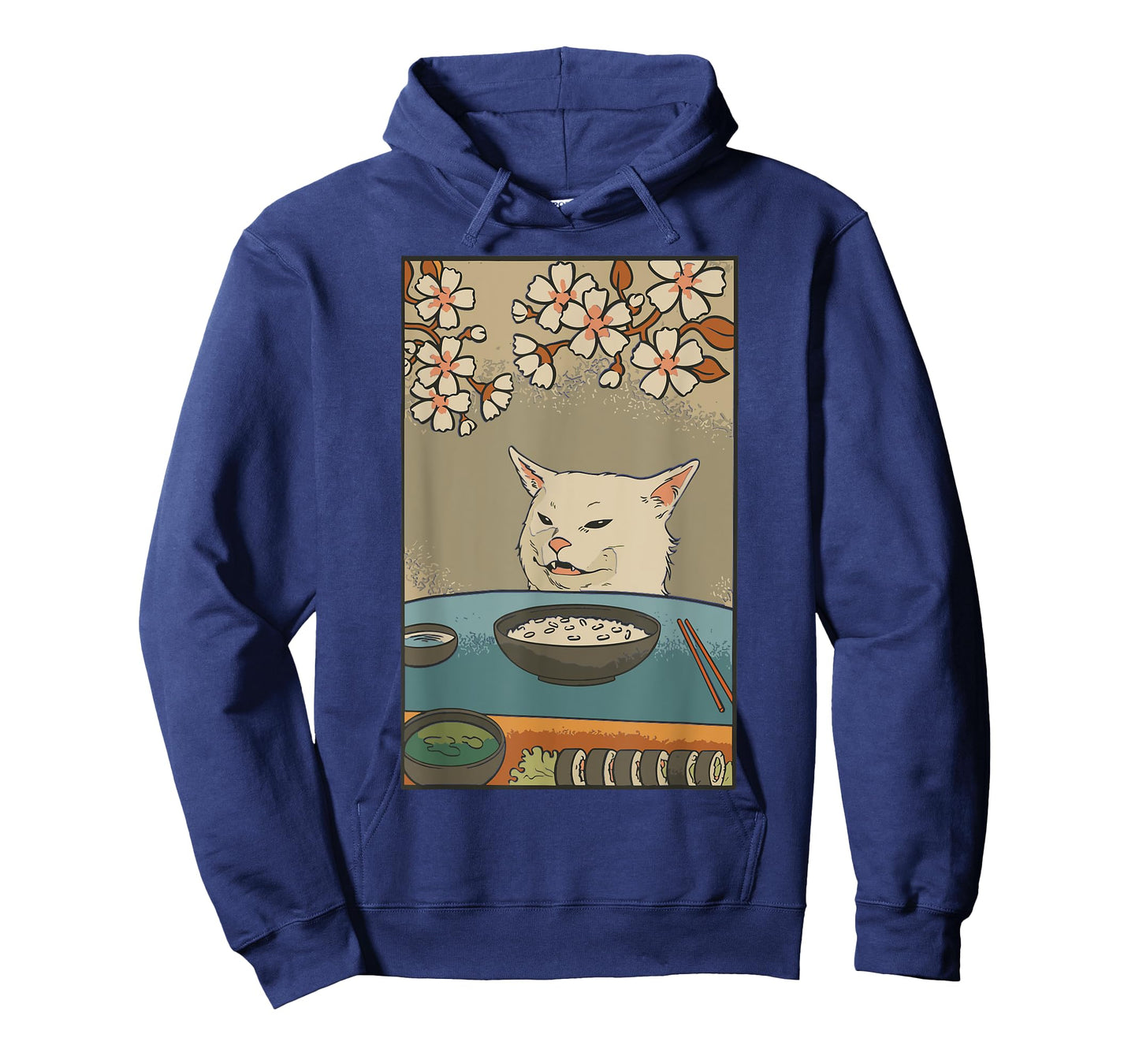 Japanese Dinner Table Funny Cat Meme Woman Yelling Confused T-Shirt