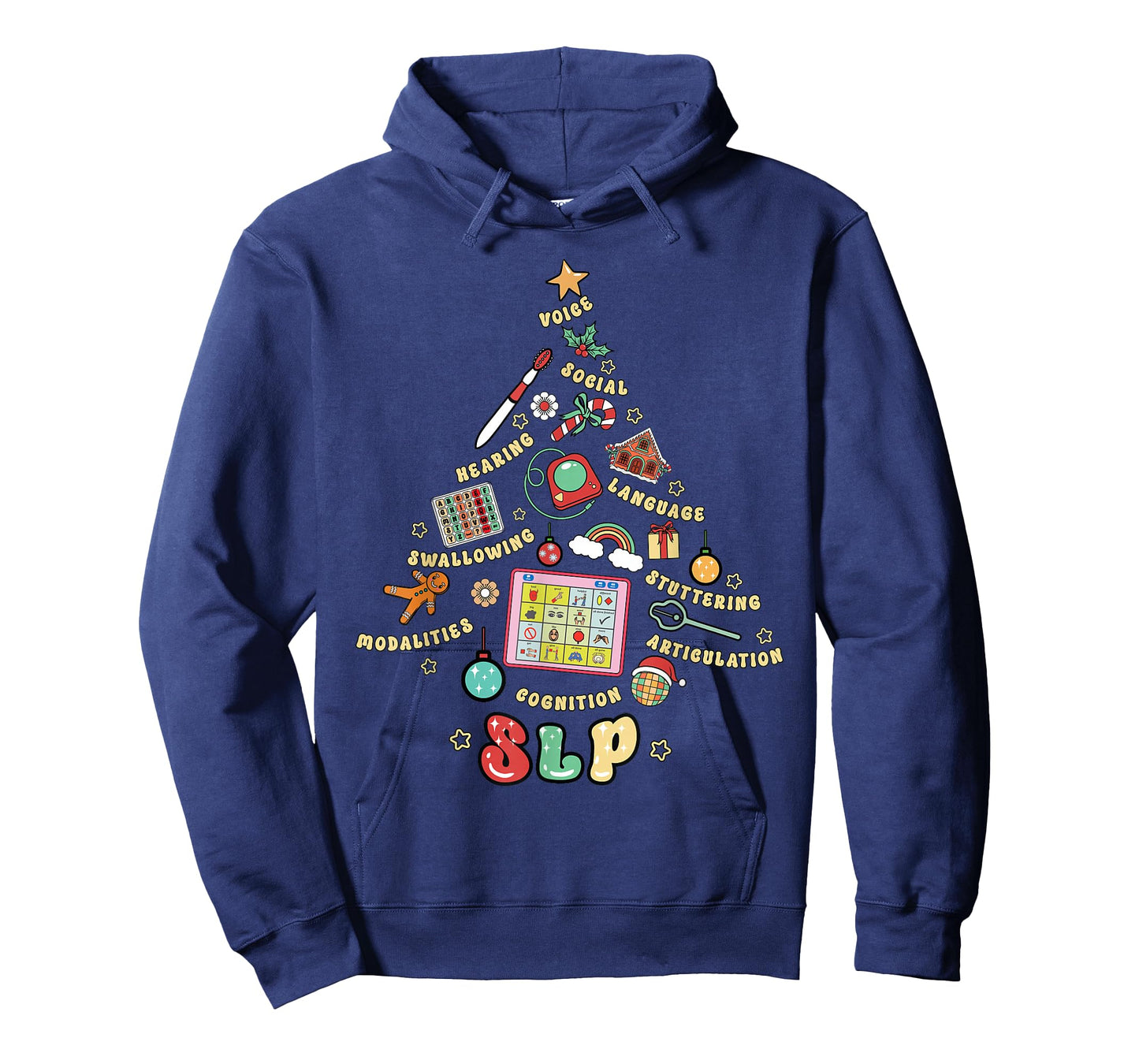 Christmas Tree SLP Speech Language Pathology Therapist Xmas T-Shirt