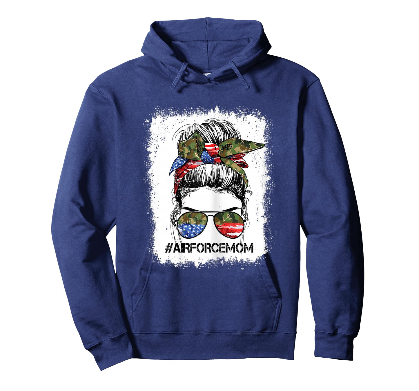 All American Airforce Mom Messy Bun US Flag 4th of July T-Shirt