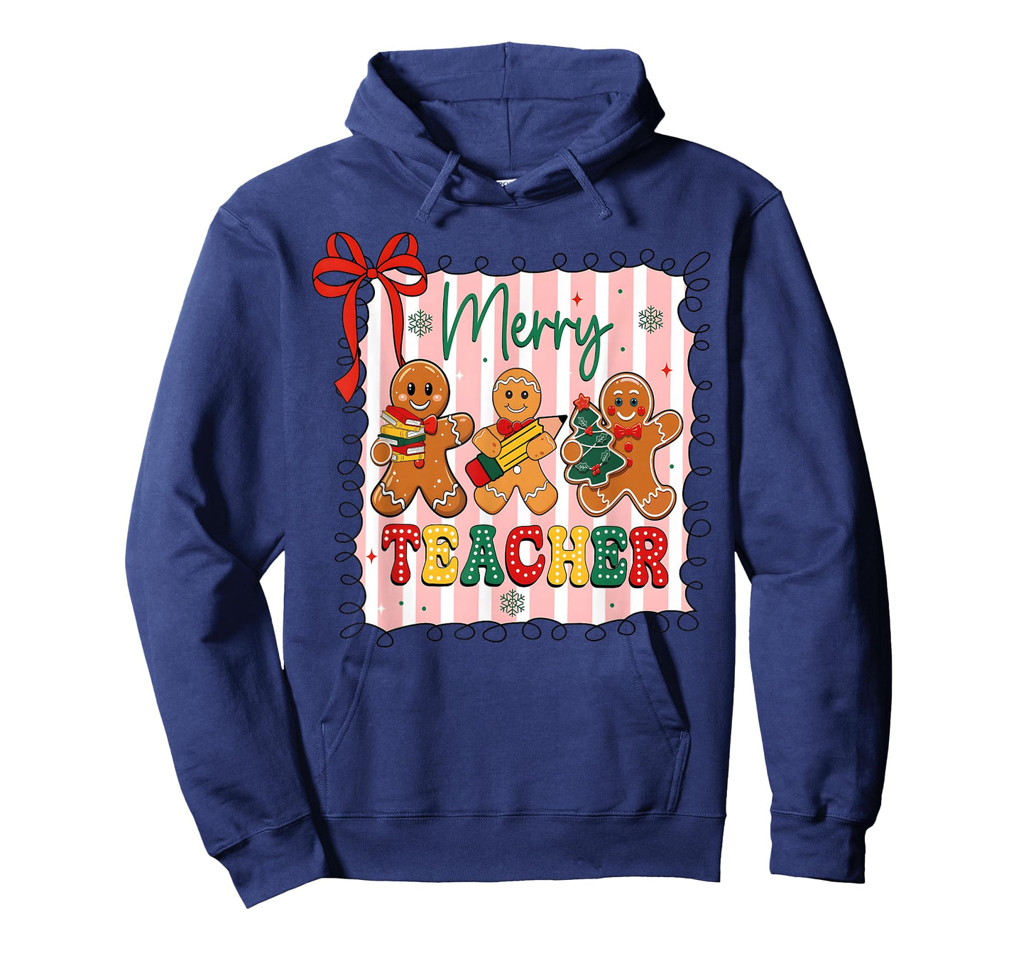 Christmas Preppy Gingerbread Coquette Bow Merry Teacher T-Shirt