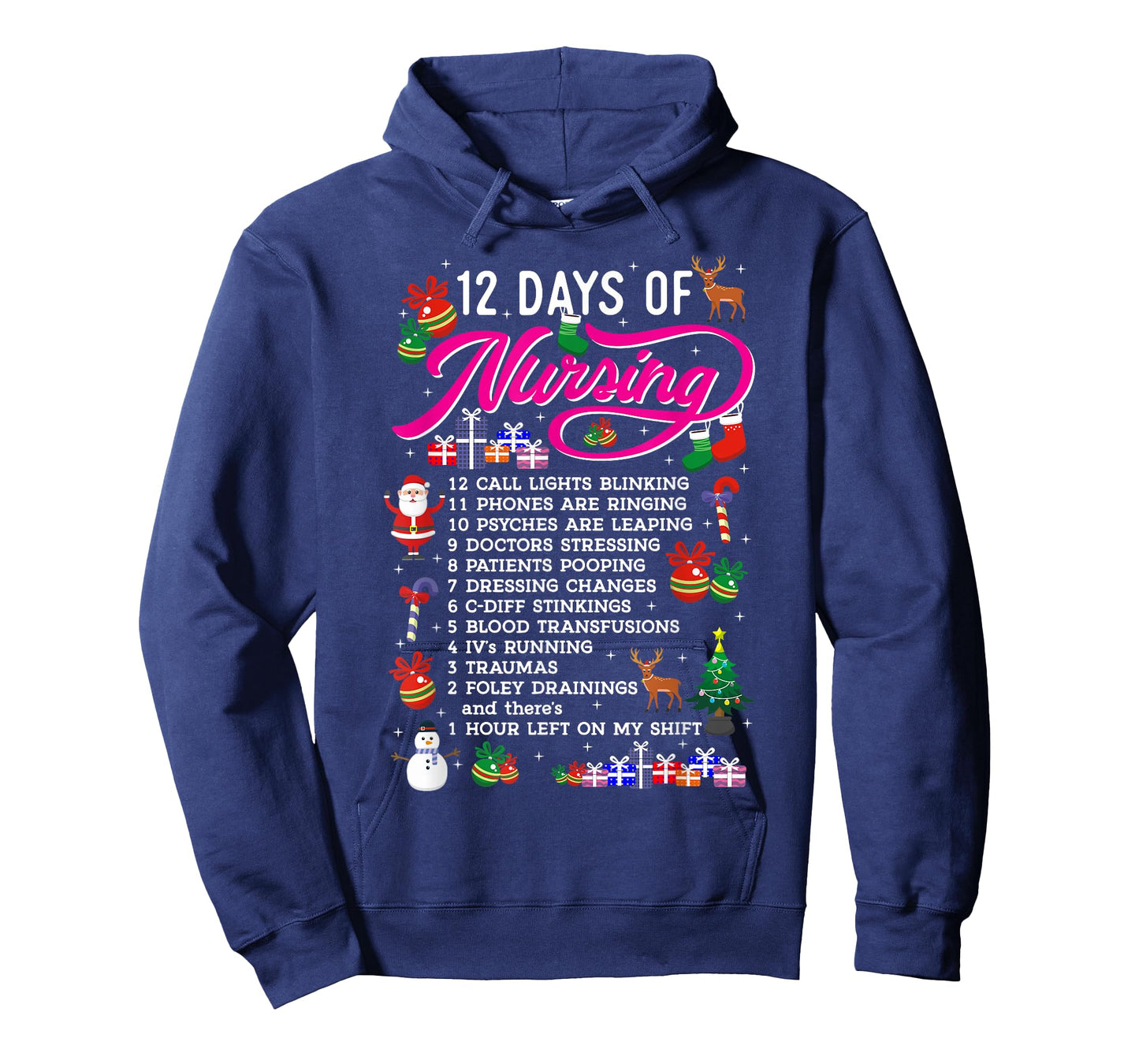 12 Days Of Nursing Merry Christmas Shirts For Women Xmas T-Shirt
