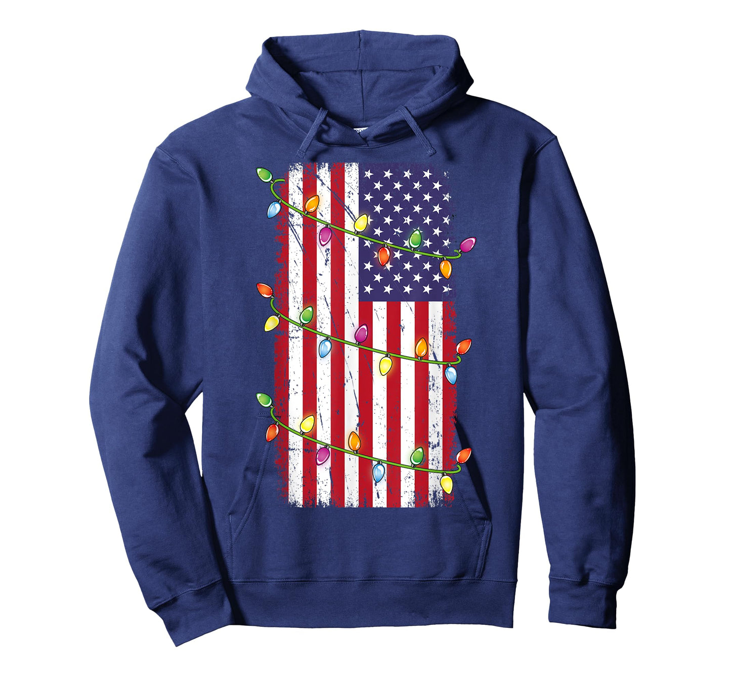 Christmas Lights USA Flag Shirt Patriotic Veteran Christmas T-Shirt