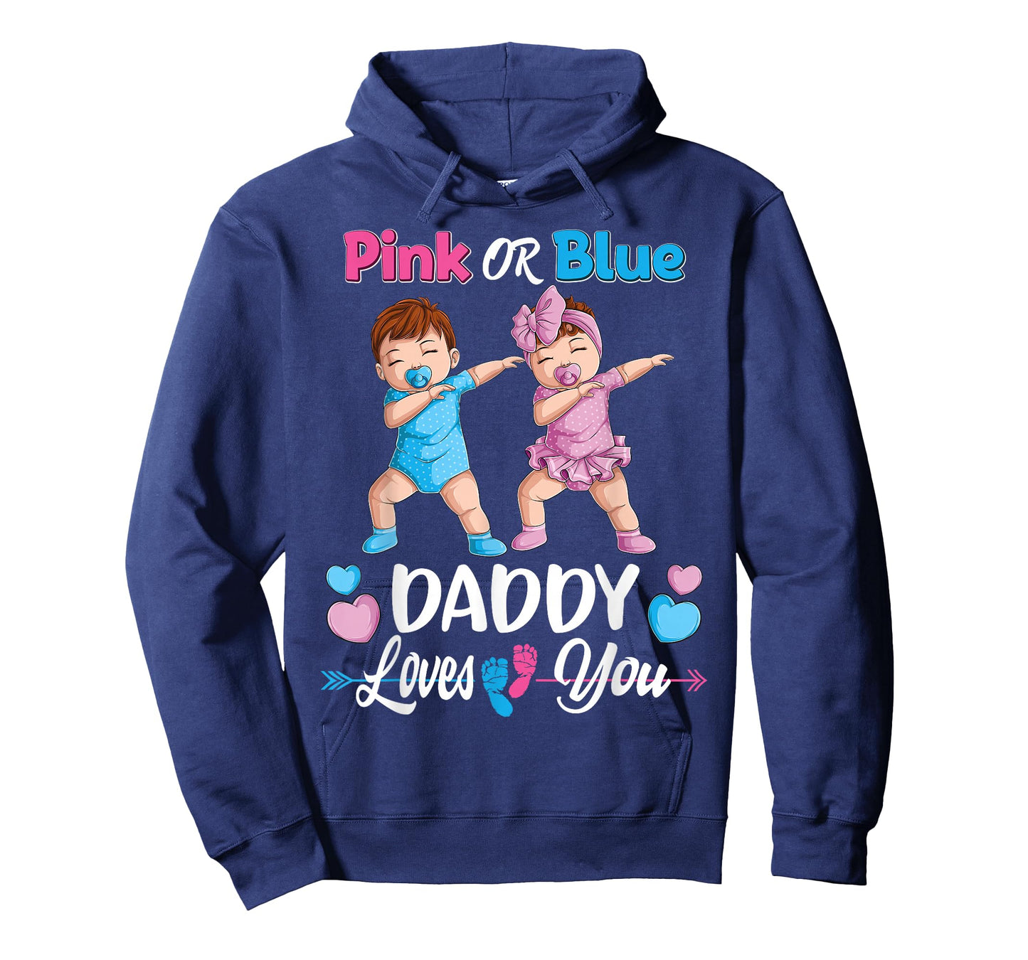 Pink Or Blue Daddy Loves You Baby Gender Reveal Party Men T-Shirt Small