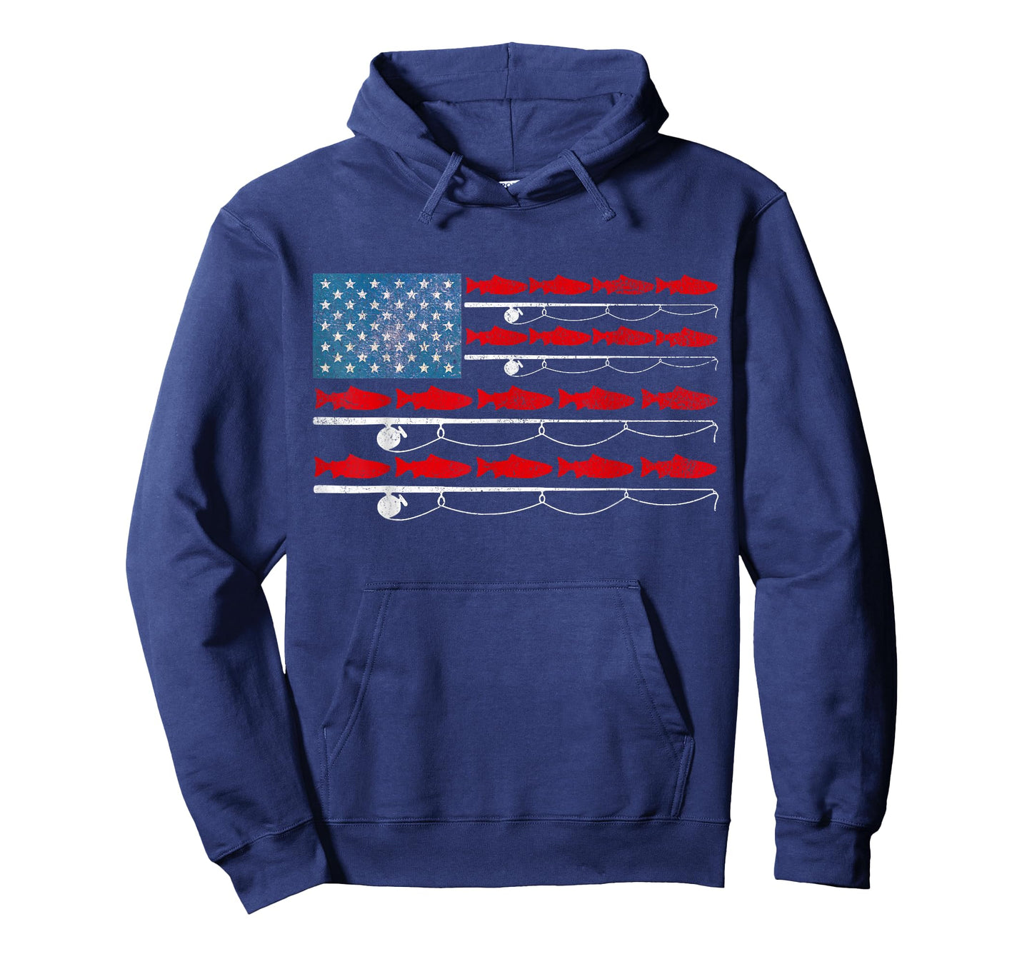 USA Flag Salmon Fishing Poles Patriotic Fisherman Flag T-Shirt