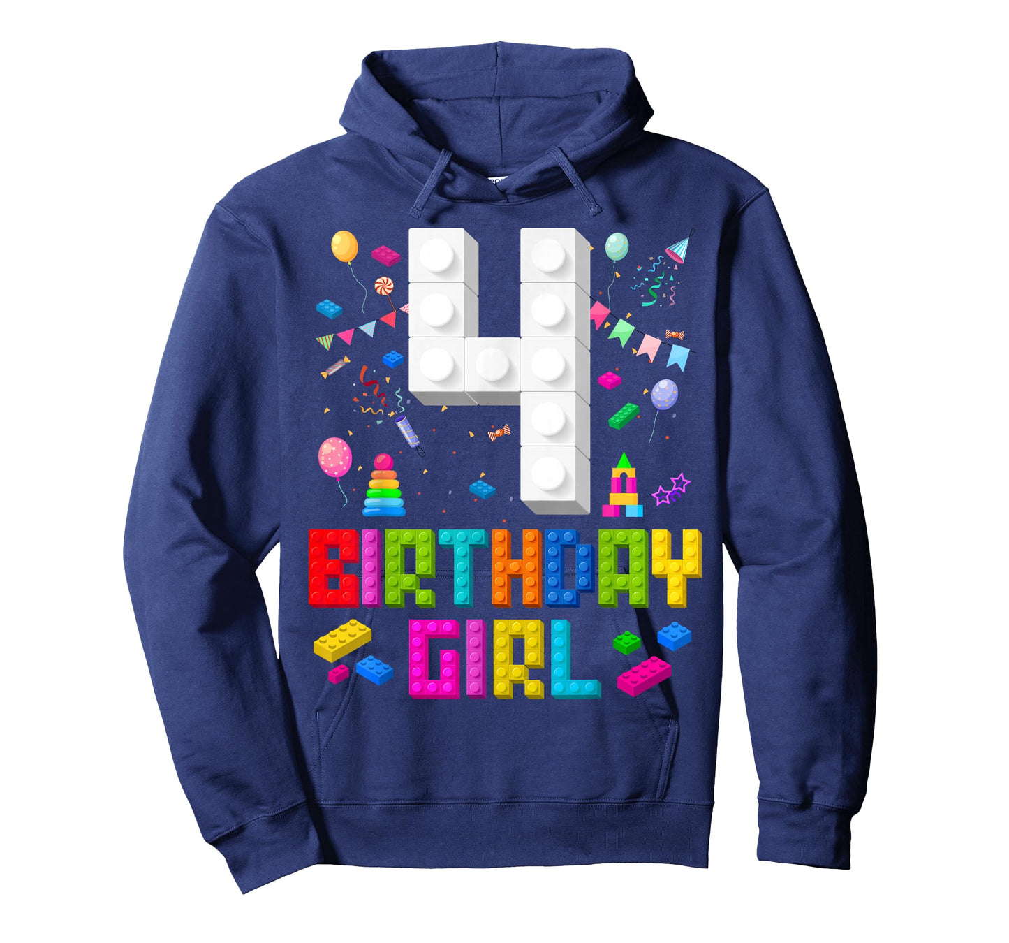 4th Birthday Girl Master Builder 4 Years Old Building Block T-Shirt