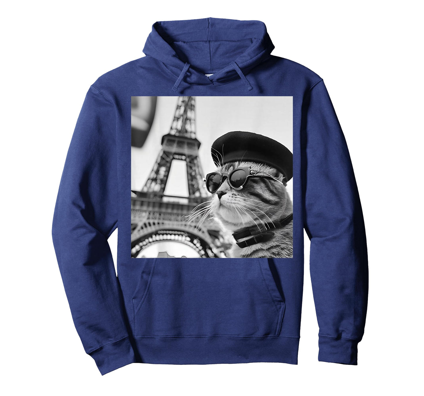 Funny Cat Wearing Sunglasses and A Beret At The Eiffel Tower T-Shirt