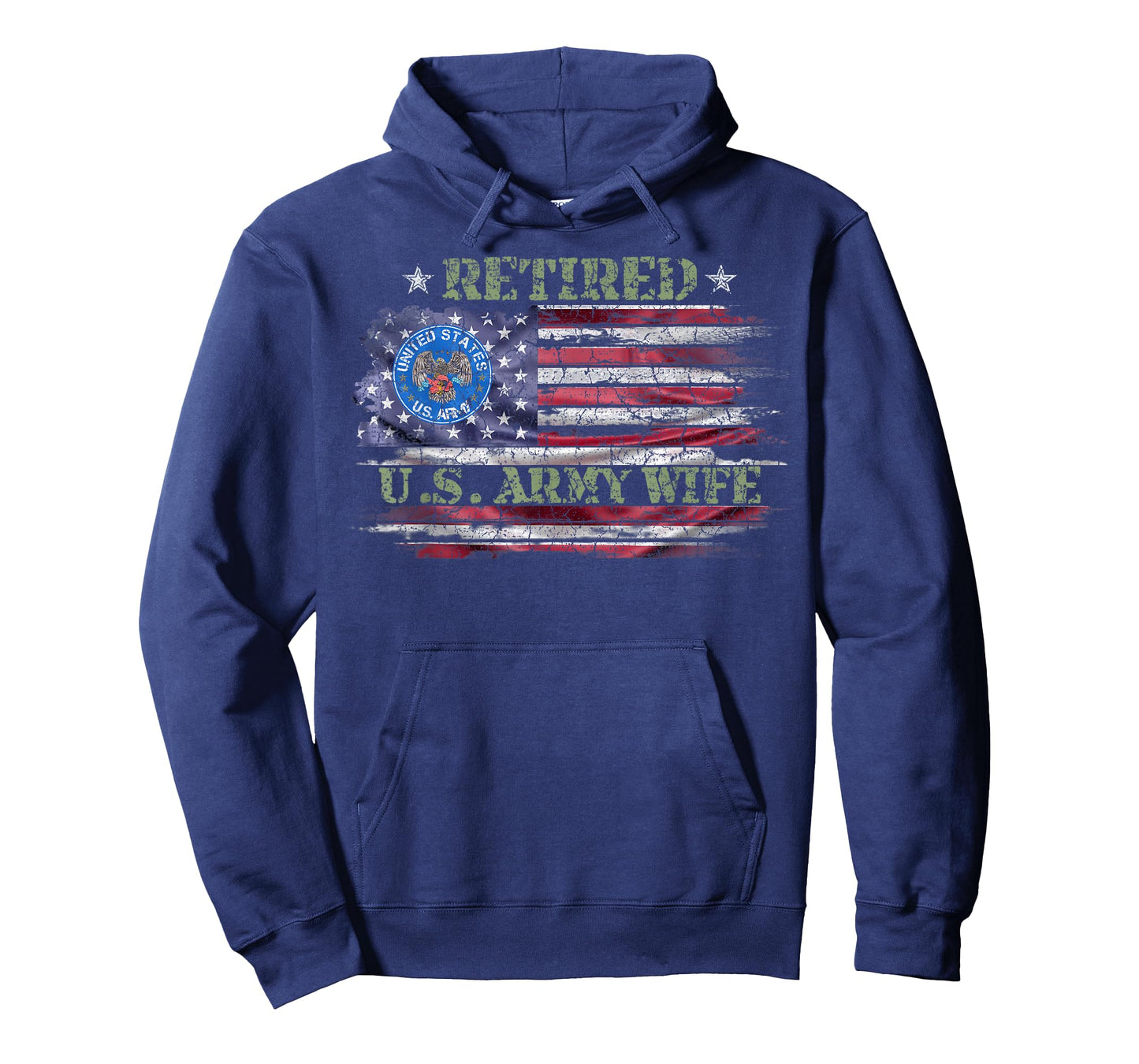 Vintage USA American Flag Proud Retired US Army Veteran Wife T-Shirt